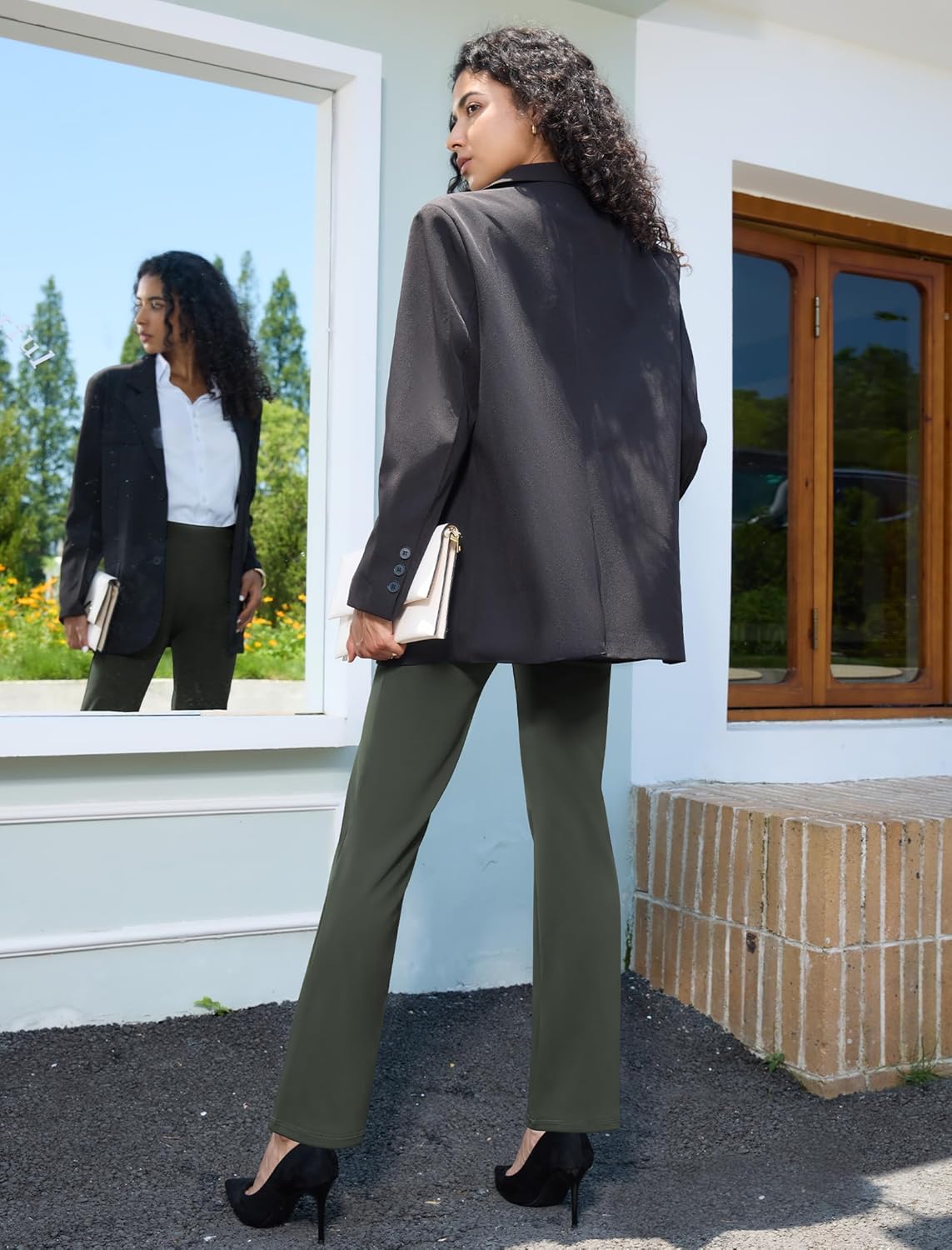 keriffe Women's Stretchy Yoga Dress Pants High Waisted Straight Leg Casual Work Business Office Slacks 4 Pockets - Image 6