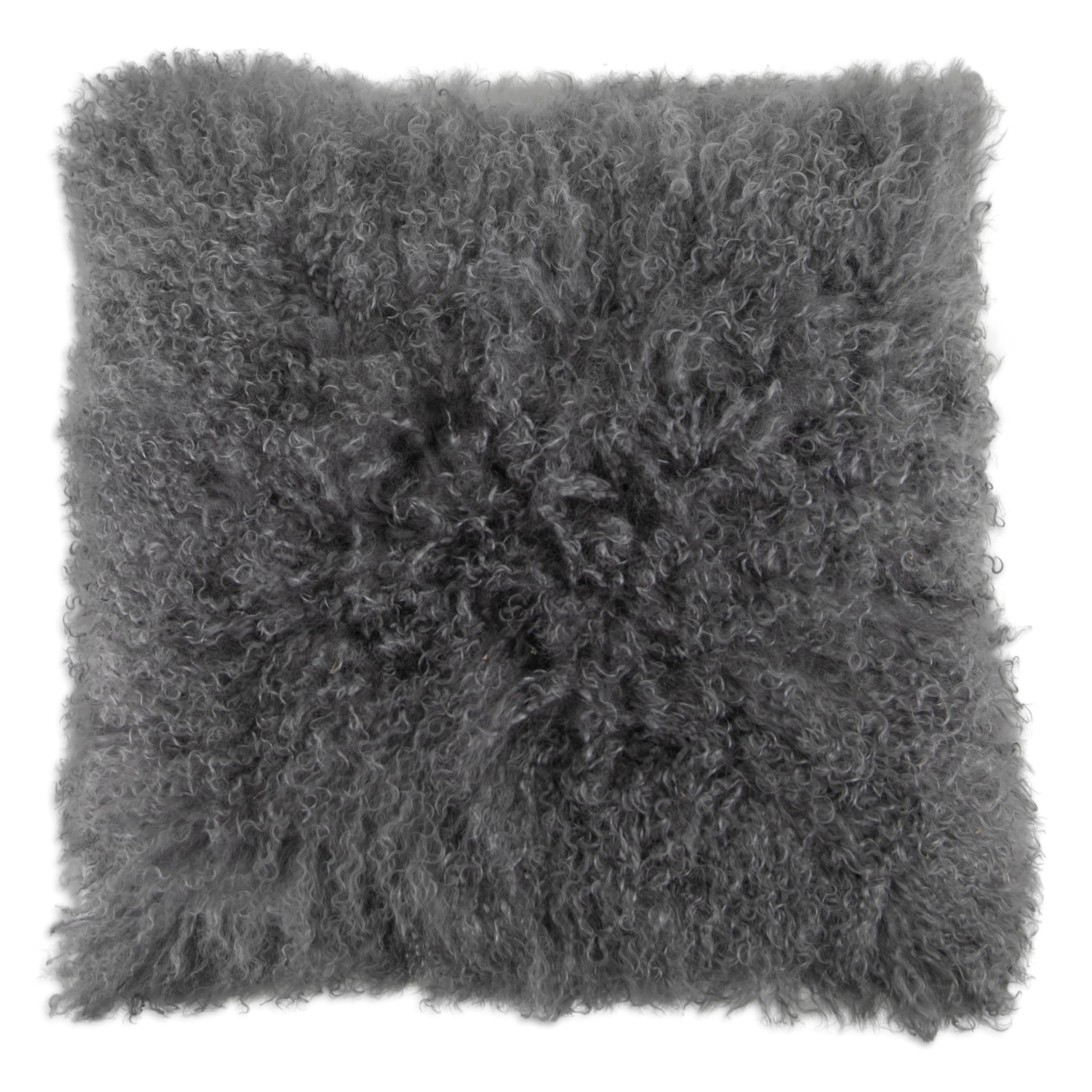 Simply Sheepskin Curly Cushion - Genuine New Zealand Sheepskin Wool Pillow - Cushion Insert Included - Durable Sofa Cushion for Sofa, Chair & Couch - 45x45cm, Grey