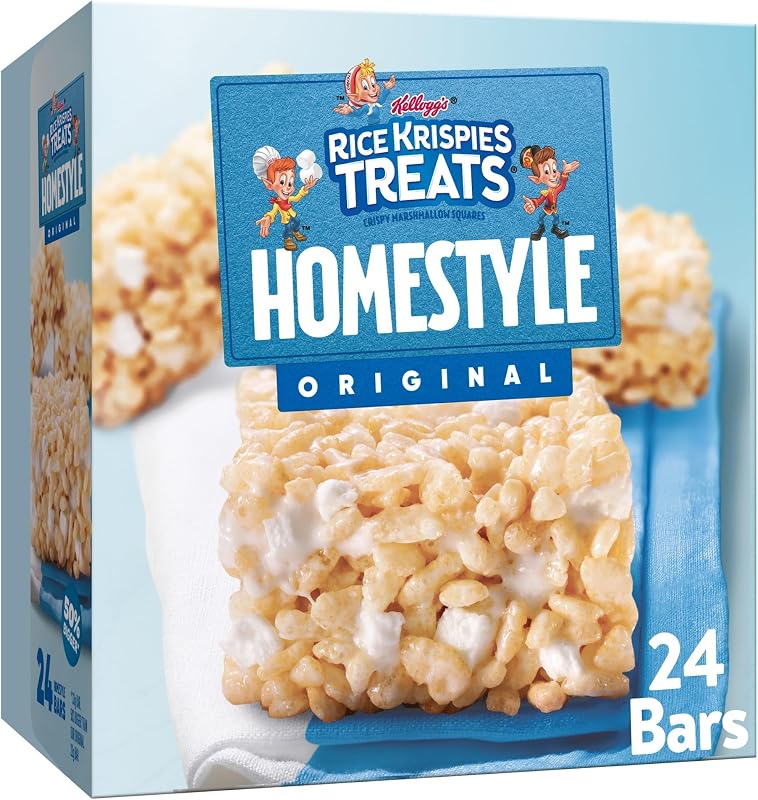 Rice Krispies Treats Homestyle Crispy Marshmallow Squares, Kids Snacks, Snack Bars, Original, 27.9oz Box (24 Bars)