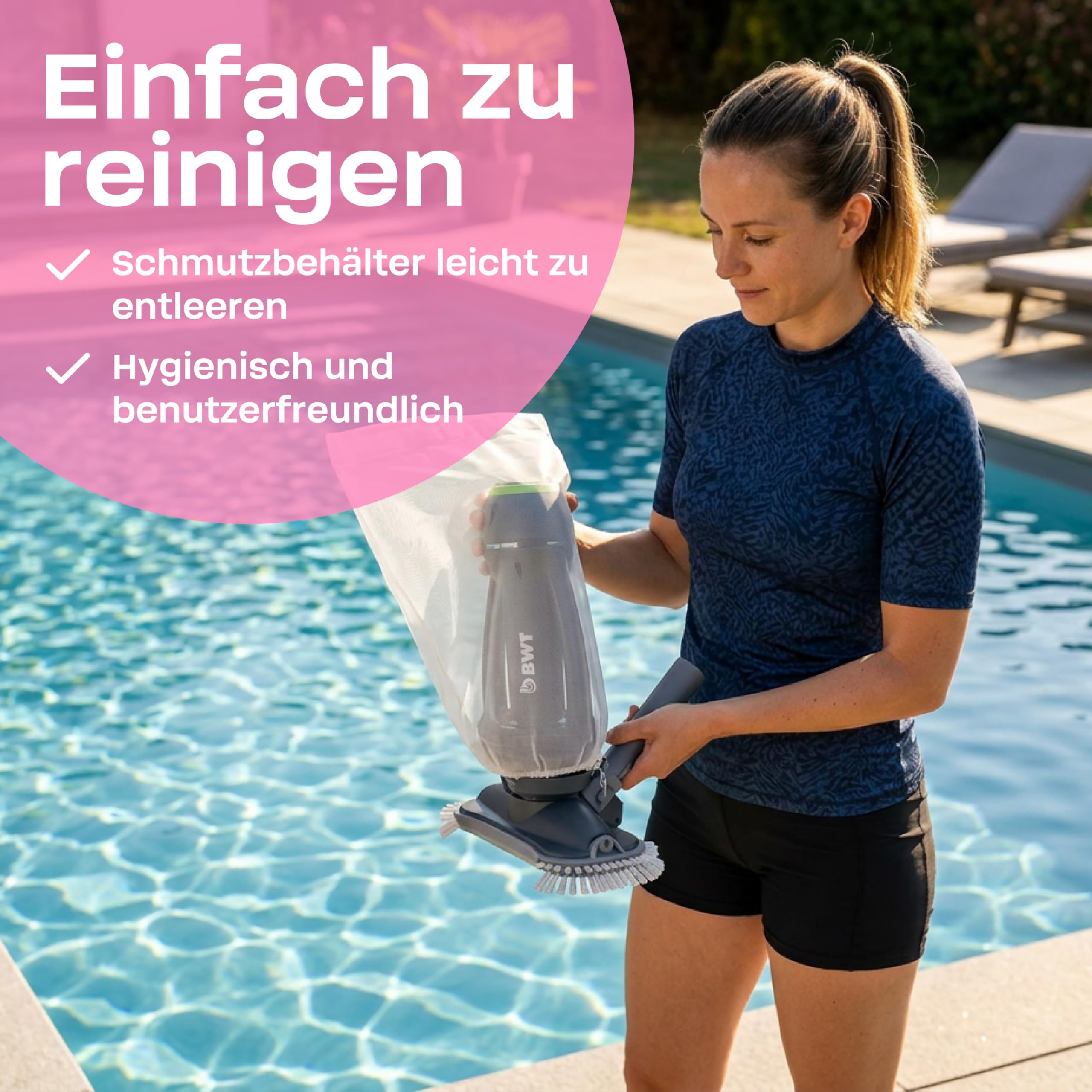 BWT Aspirateur de Piscine ES20 | Nettoyeur sans Fil sur Batterie | Autonomie Jusqu’à 40 Min | 2000 mAh | pour piscines Hors-Sol et spas Jusqu’à 20 m³ | Recharge USB