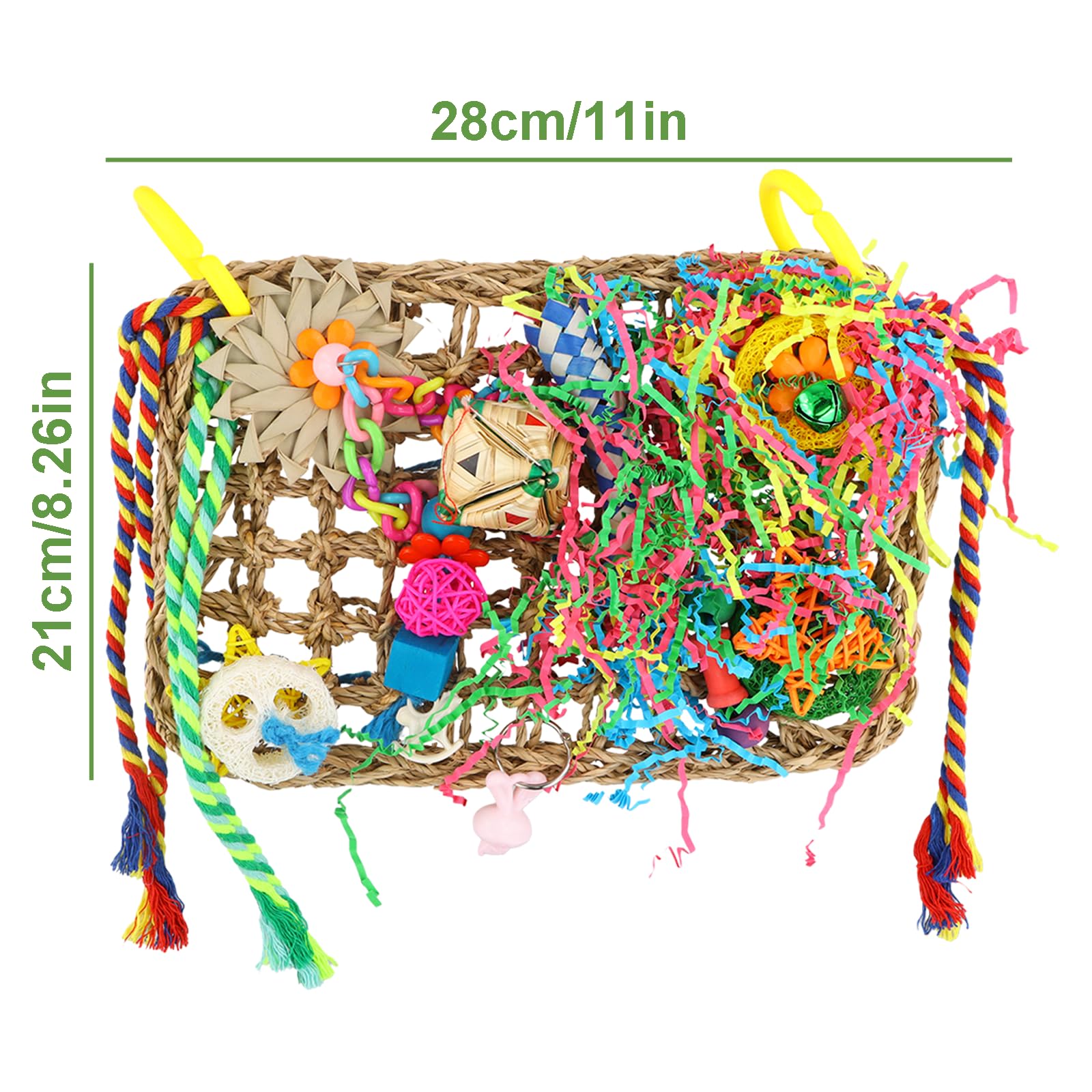 Duronge Bird Toys Bird Foraging Toys Cockatiel Toys Hanging Bird Toys Bird Seagrass Foraging Wall with Colorful Toys for Birds Cage Toy accessories for Parakeet Parrot Cockatiel Conure Lovebird - Image 3