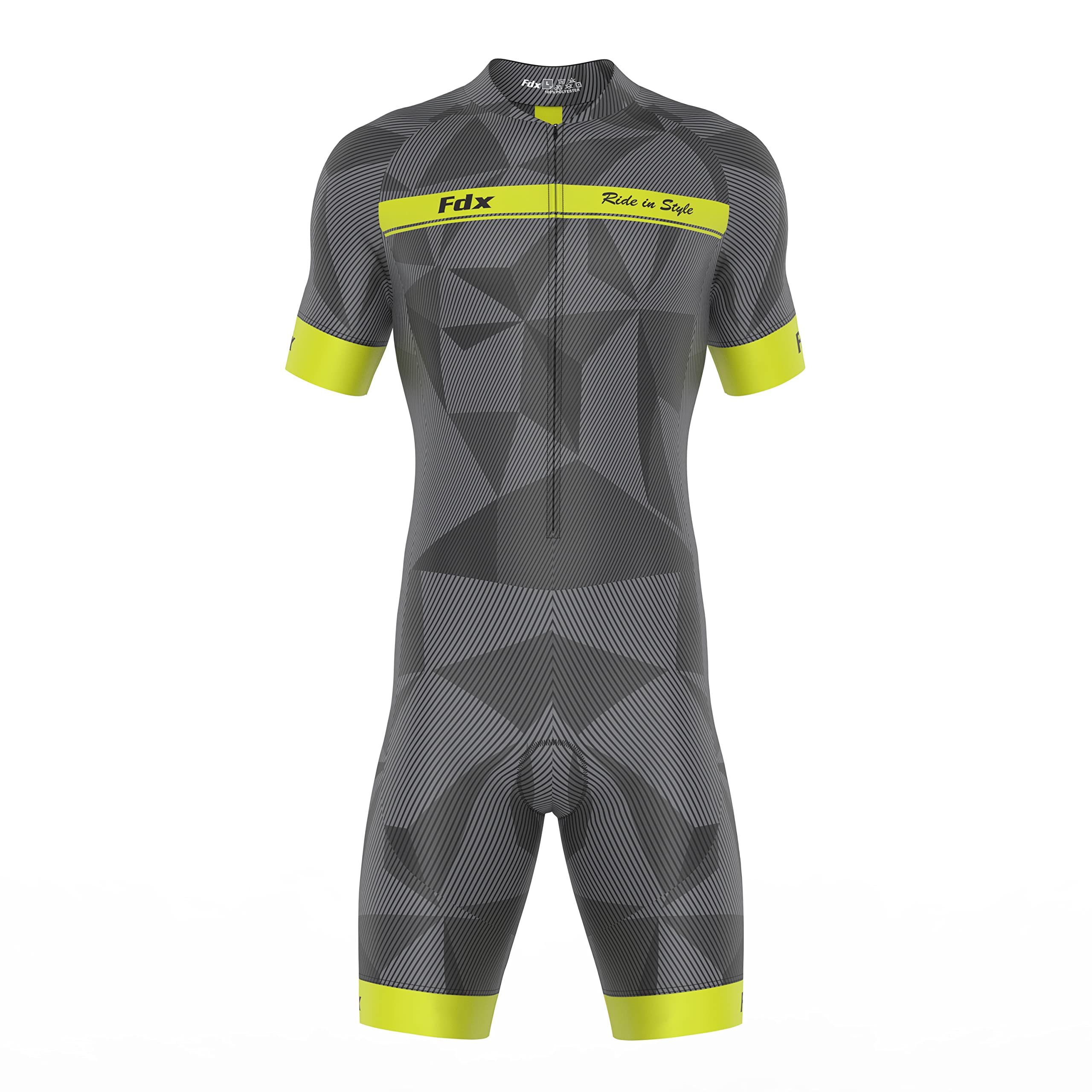 FDX Mono de ciclismo hombre, traje de triatlón con acolchado 3D, transpirable y de secado rápido, manga corta para entrenamiento y competición ciclista