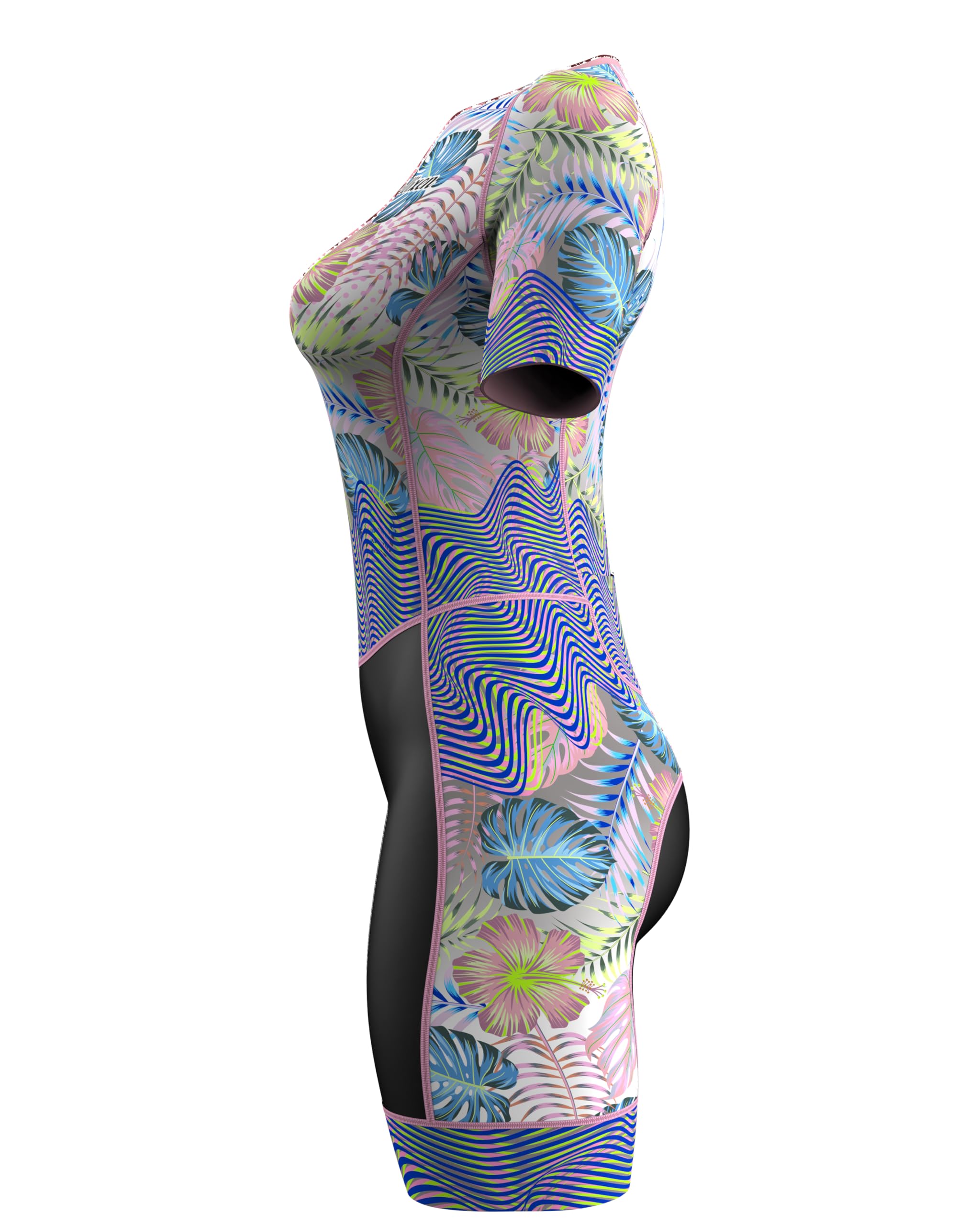 Wixen Pro Damen Triathlon Anzug Ärmel Trisuit aerodynamischer Schwimmanzug Fahrrad Laufanzug Gesäßtasche
