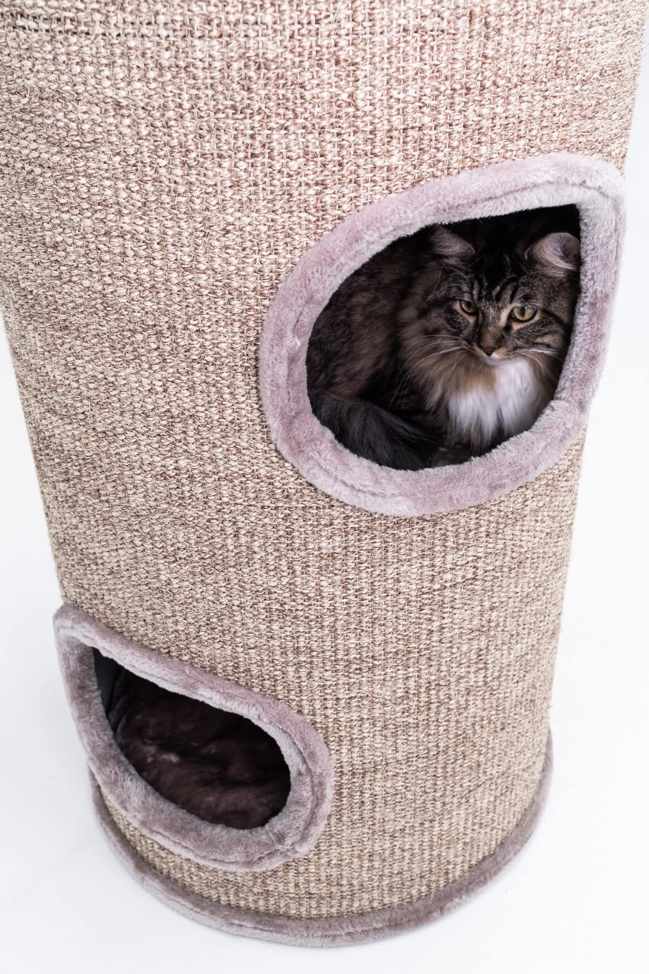 Petrebels Tiragraffi per gatti, XXL, 110 cm, con 3 ingressi, in sisal, extra largo, Ø 45 e pesante per la stabilità, cupola 110, cupola per gatti e torre da arrampicata per gatti, cappuccino