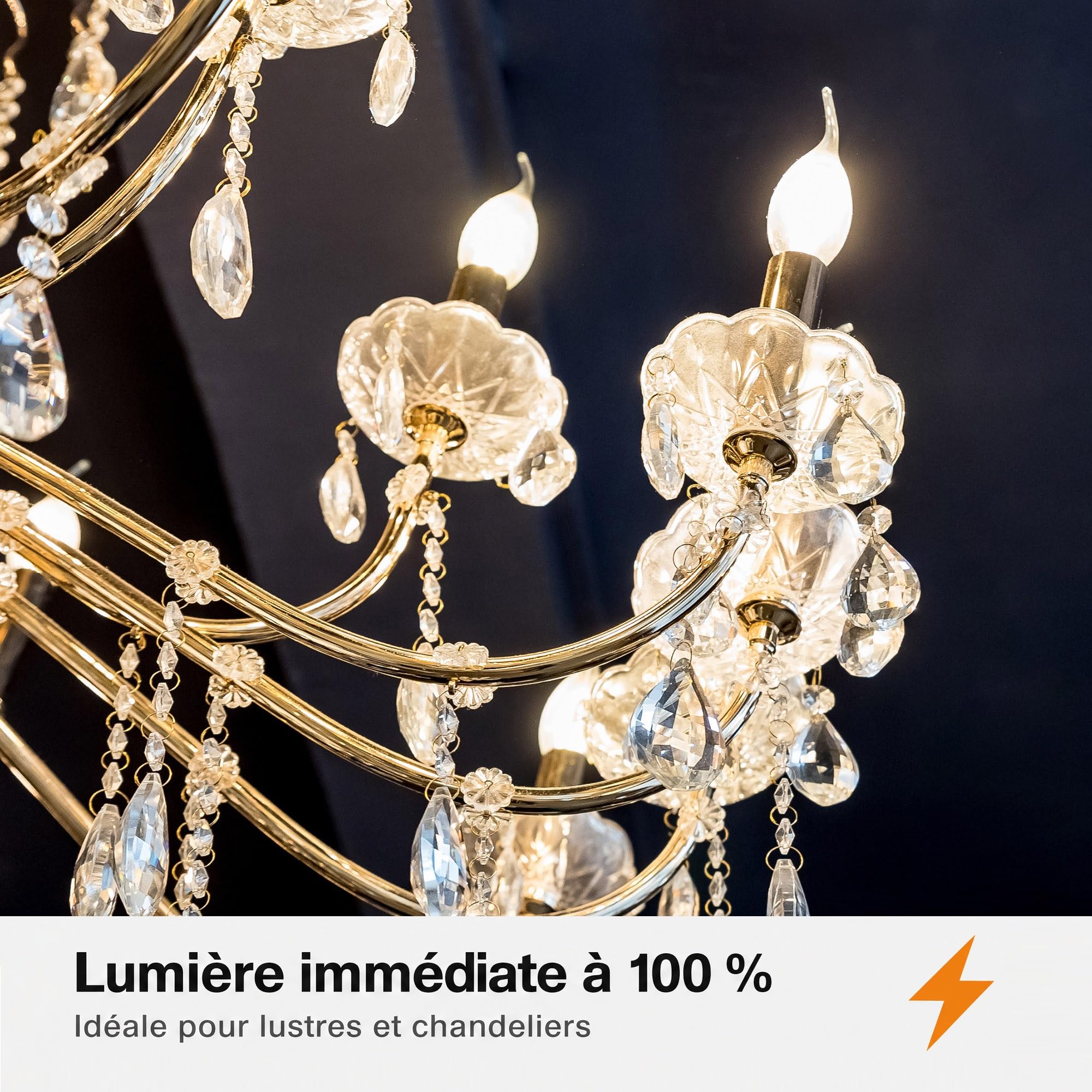 Hellum Ampoules LED E14, Lot de 10, Ampoule E14 LED blanc chaud à Forme Bougie Flamme, 250 lm, 2,2 W (équiv. à lampe incandescence 25 W), 2700 K blanc chaud, Sans scintillement, Verre opale 207408
