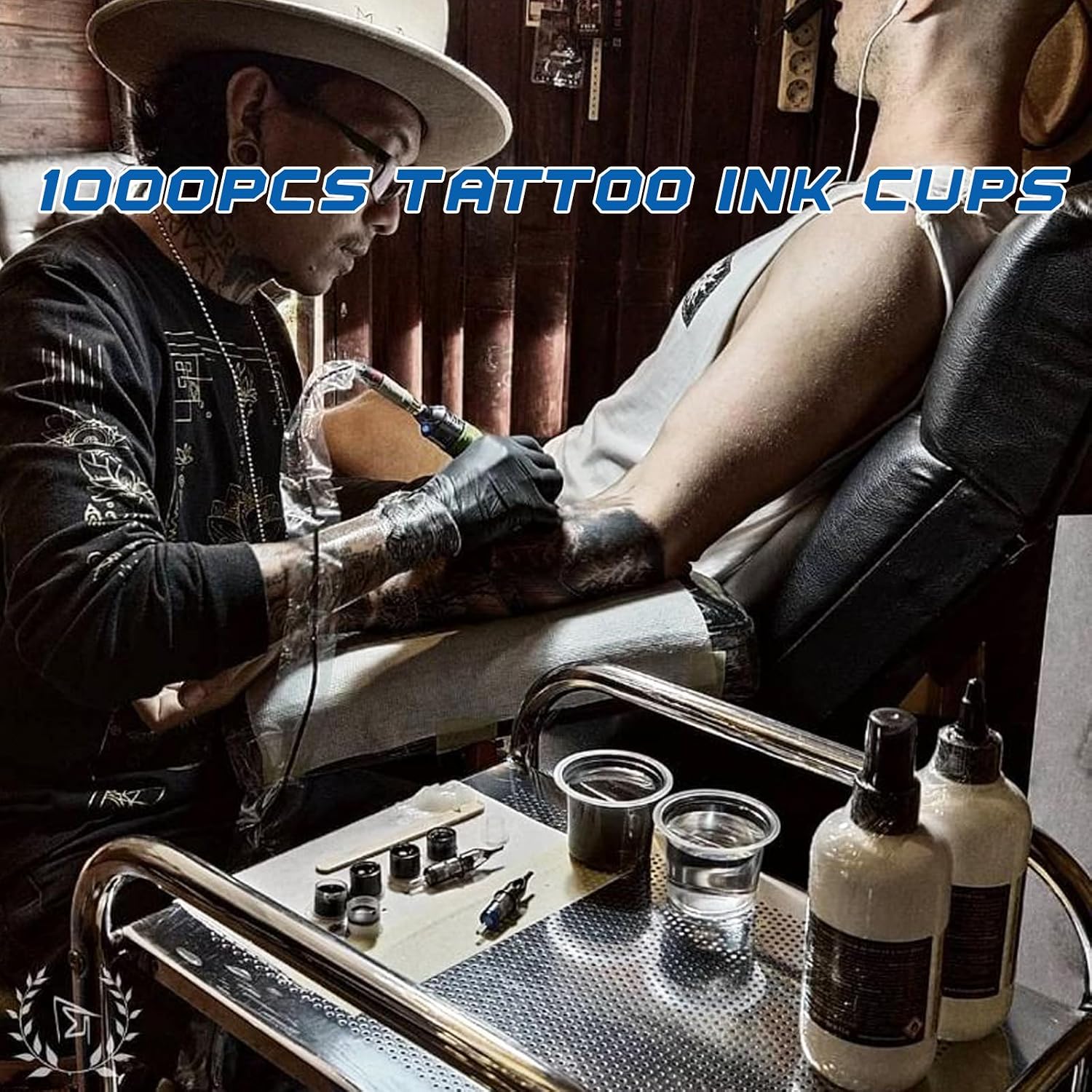 Tattoo Ink Cups - Disposable Plastic Pigment Ink Caps, Wide Base, 1000Pcs