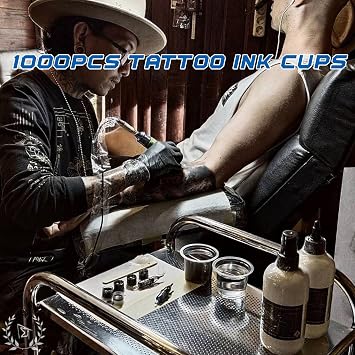 Tattoo Ink Cups - Disposable Plastic Pigment Ink Caps, Wide Base, 1000Pcs