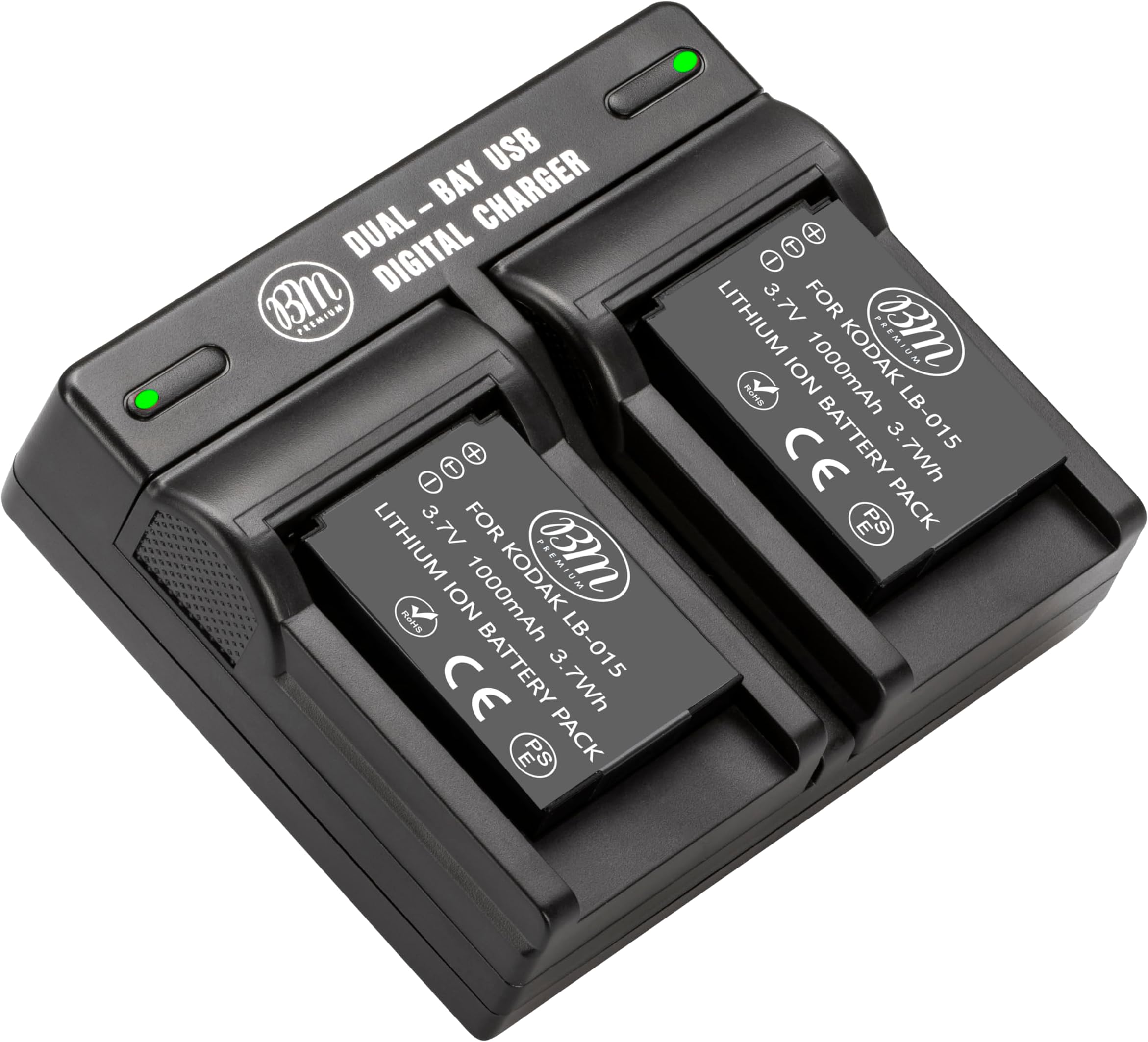 2 Pack of LB-015 Batteries and Dual Bay Battery Charger for Kodak PIXPRO WPZ2 Digital Camera