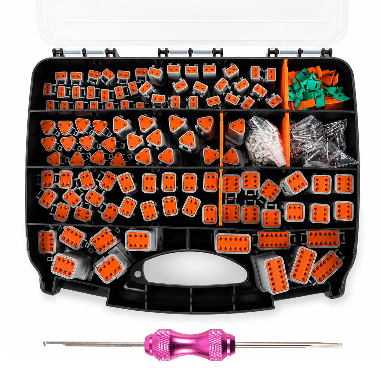 Deutsch Connector Kit, 706 Pcs Automotive Electrical Terminal Set Use for Deutsch DT Series, 2 3 4 6 8 12 Pin Connectors, With Wedgelock & Removal Tool, Waterproof Electrical Connectors Set