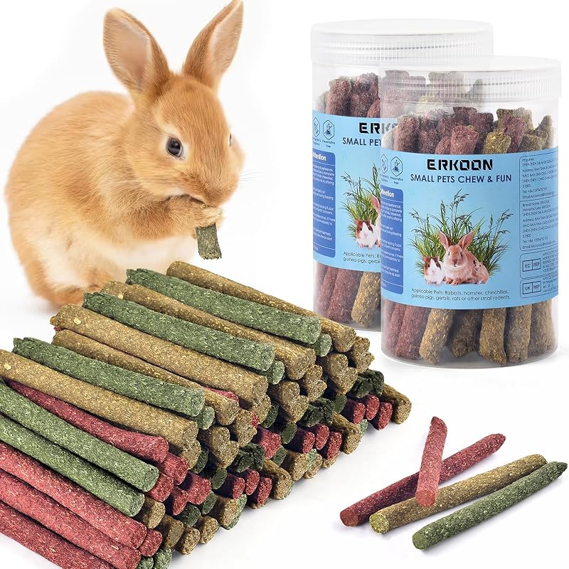 Petisco mastigável para pequenos animais com feno Timothy, aveia e beterraba ERKOON — Pacote com 76 unidades