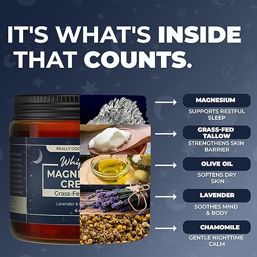 Miniatura 3 de Crema de magnesio con sarga alimentada con pasto  Alivio muscular calmante y apoyo para dormir, bálsamo nocturno totalmente natural para calambres