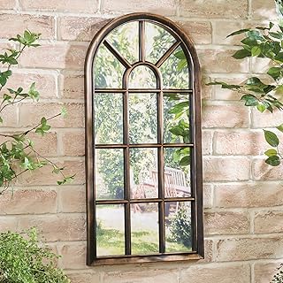 Coopers of Stortford 70cm Arched Antique Bronze Effect Garden Mirror Fence Wall Shed
