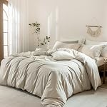 Linen Grey Duvet Cover Super Queen Size 98inch x 90inch,100% Washed Cotton Duvet Cover with Zipper Closure and 2 Pillowcases, Color of New Nature Linen