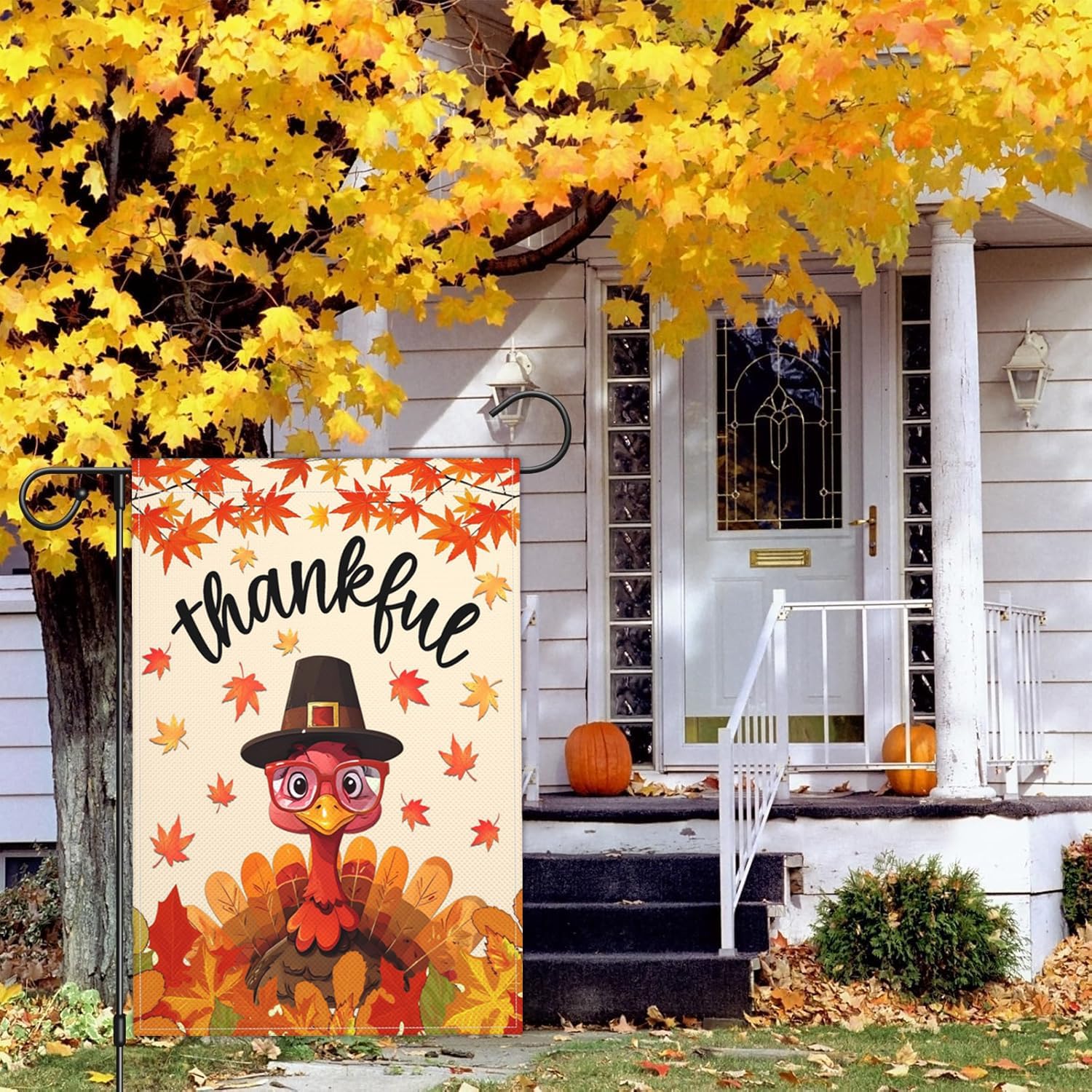 Thanksgiving Garden Flags for Outside 12x18 Inch Double Sided Thankful Yard Sign Garden Flags for Fall Outdoor Turkey Garden Flag Holiday Decorations - Image 6