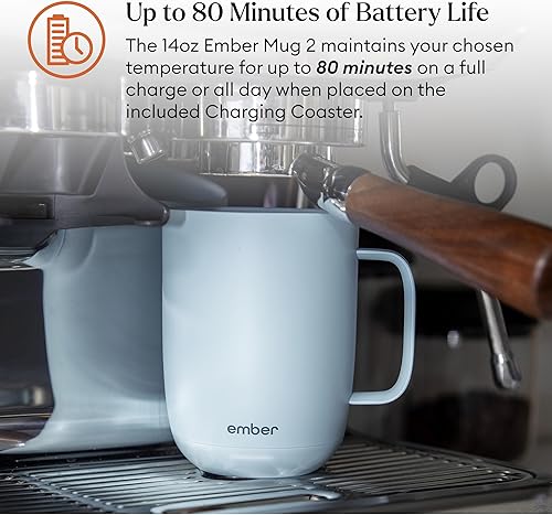 Miniatura 88 de Ember Taza inteligente con control de temperatura, 2, 14 onzas, taza de café calentada controlada por aplicación con duración de la batería de 80