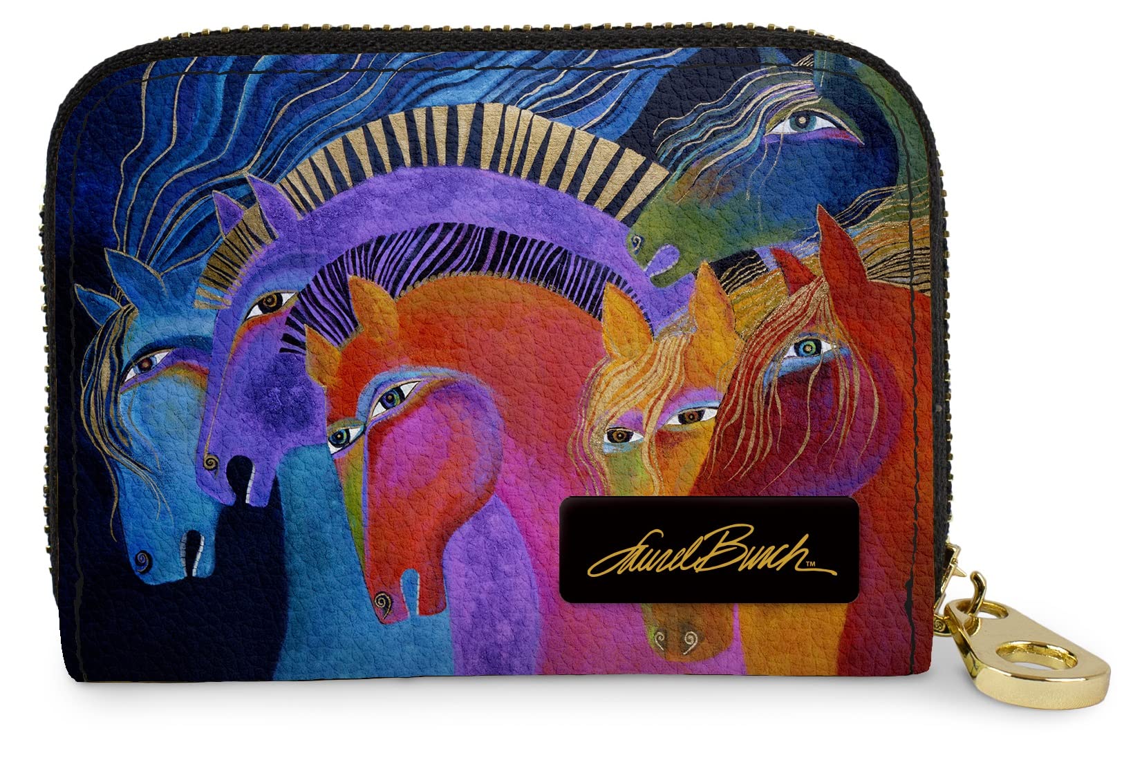 MonarqueRFID Secure Armored Zipper Wallet by Laurel Burch (Wild Horses of Fire)