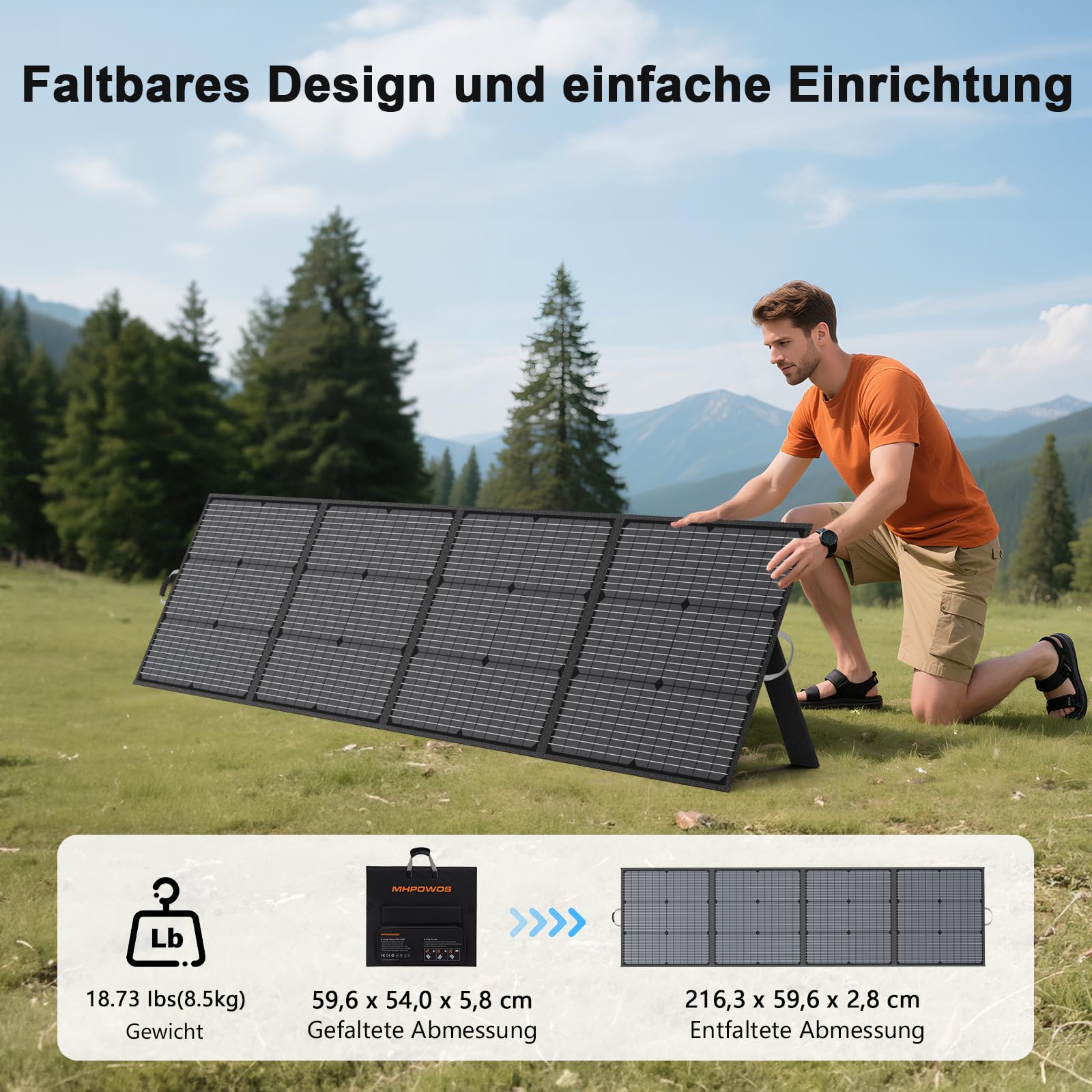 220W Tragbares Solarpanel, IP67 Wasserdichtes 40V Monokristallines Faltbares Solarpanel Power Backup, Langlebiges Solar Ladegerät Solarpanel Kit für Powerstation RV Camping Off Grid Angeln