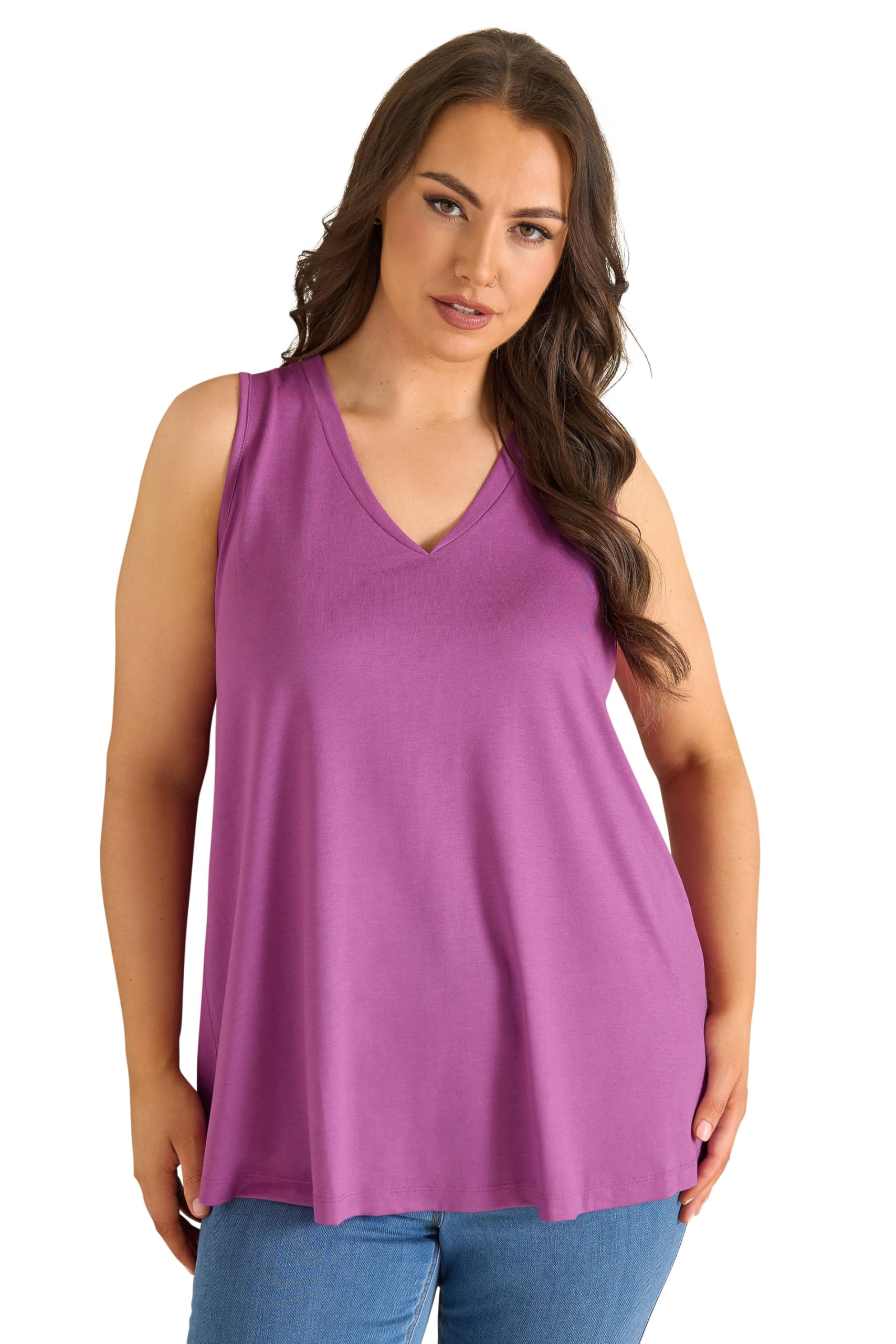 Evans Women's Pink Plus Modal Rich Vest Top Size 22-24