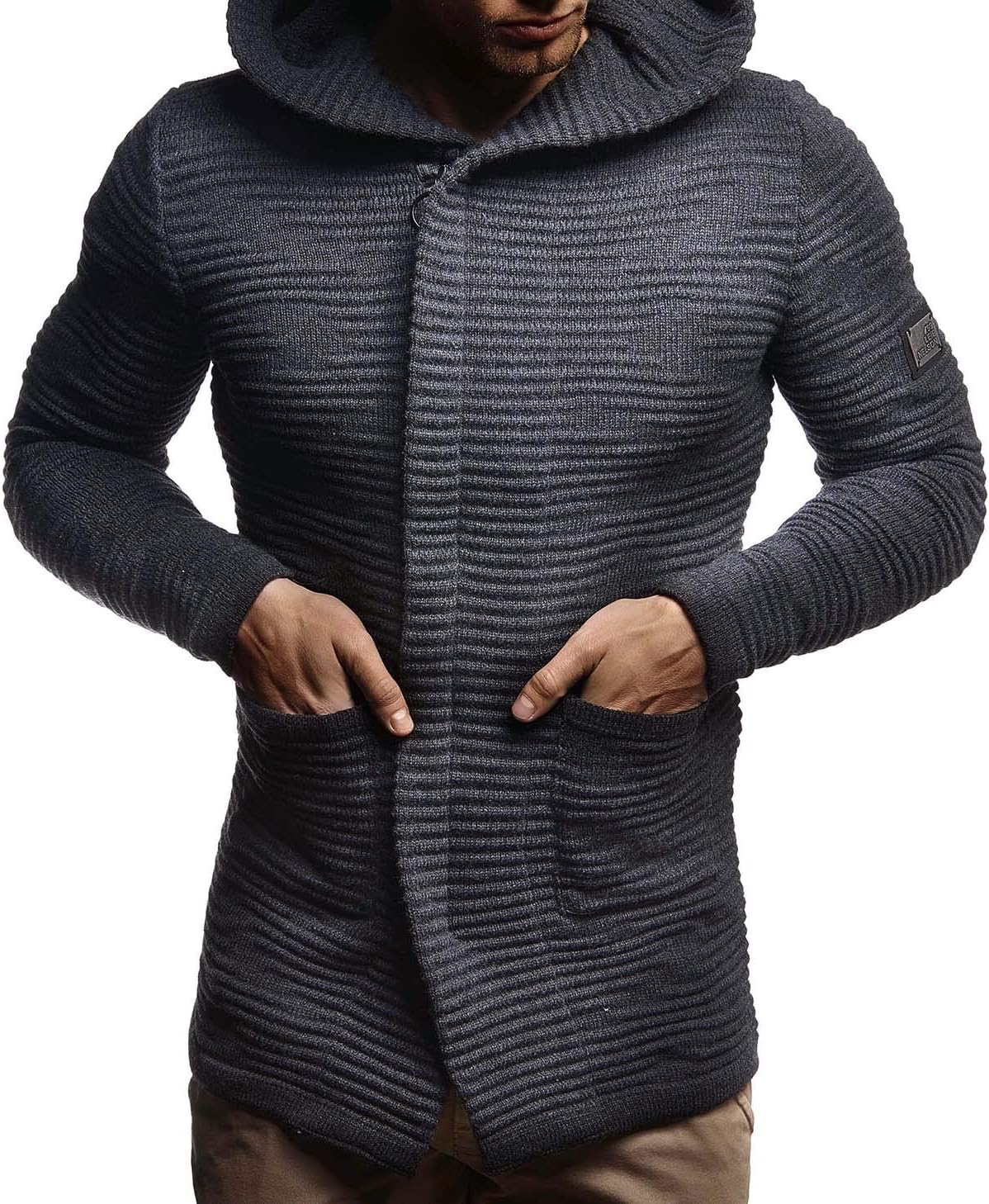 Leif Nelson Men's Sweatshirt Cardigan Slim Fit | Men Sweat Jacket with a Hood | Modern Hoody Pullover Hoodie | LN5715 - Image 3