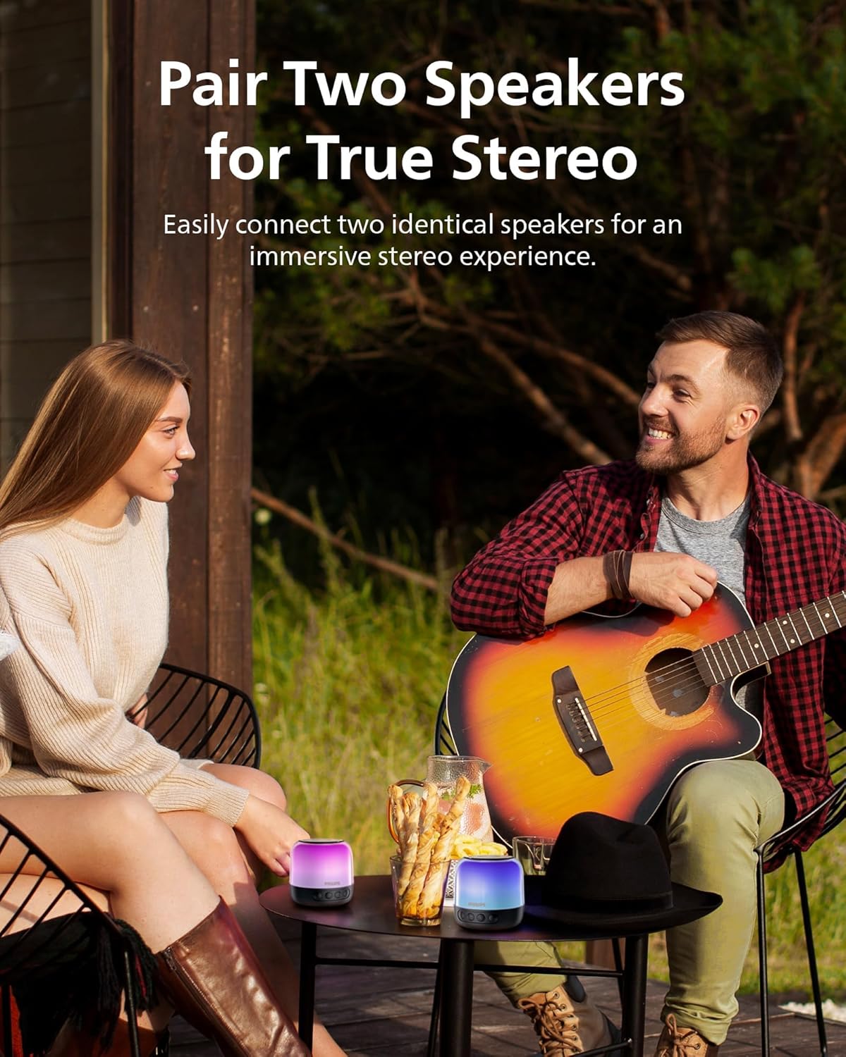 Two Philips S1108 speakers paired for stereo sound