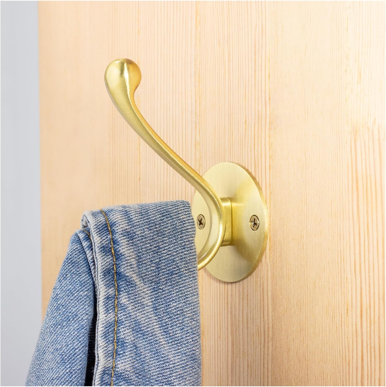 3PCS Solid Brass Wall Hooks, Decorative Metal Wall Hangers for Bedroom Door Dressing Room, Clothes Coat Hat Hanging