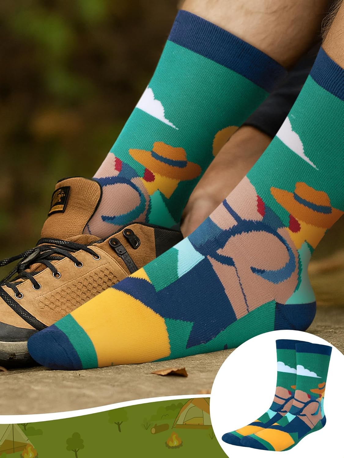 12 Pairs Funny Hiking Socks for Women and Men Adult Novelty Cotton Outdoor Crew Socks Bulk Hiking Gifts for Outdoor Hike Lovers - Image 6