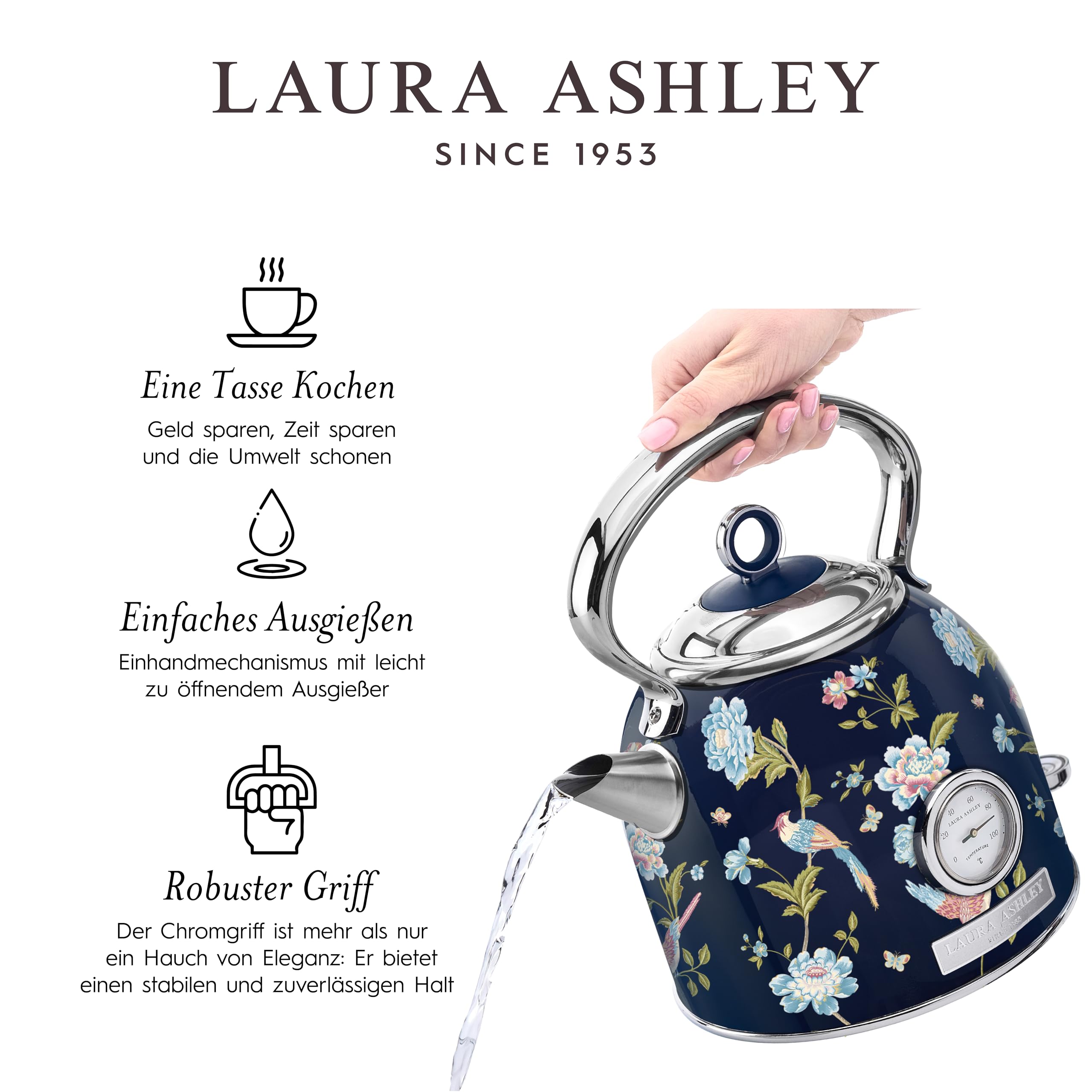 Laura Ashley Toaster und Wasserkocher Set von VQ (Elveden Marine, Elektrischer Wasserkocher und 2-Scheiben-Toaster)
