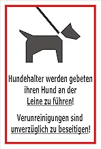 Melis-Folienwerkstatt Schild - Hunde an der Leine führen - 30x20cm | 3mm Aluverbund – S00216-016-B -20 VAR.