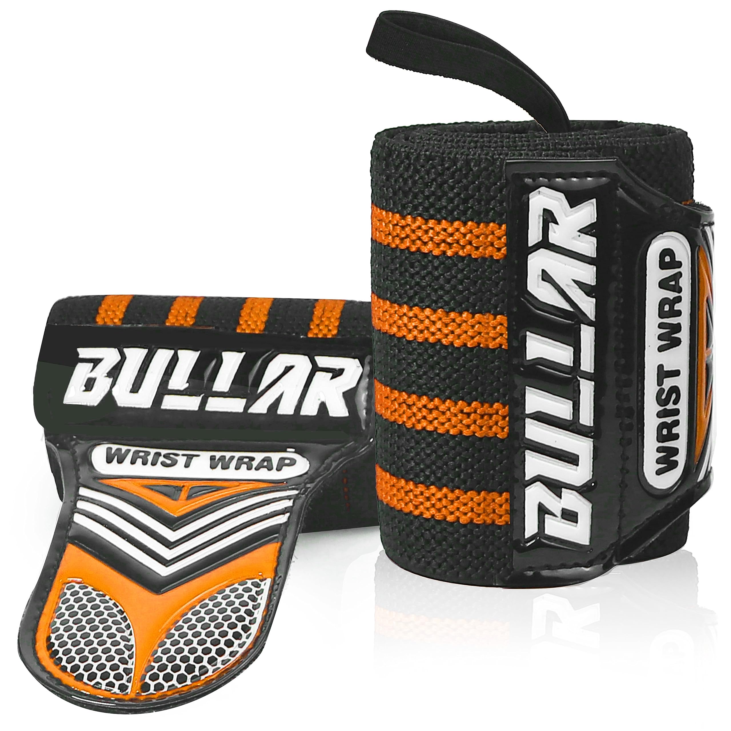 Bullar Wrist Wraps for Weightlifting,Running, Biking Nylon Wrist Supporter for Gym Wrist Band for Men & Women with Thumb Loop Straps I Weight Lifting Wrist Support (Red/Black) (Orange/Black)-image-26
