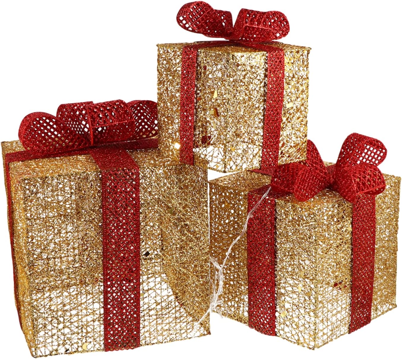 Led Christmas Ornament Box Set 3 Pieces of Sparkling Decorations Festive Supplies Indoor Outdoor Decor for Occasion