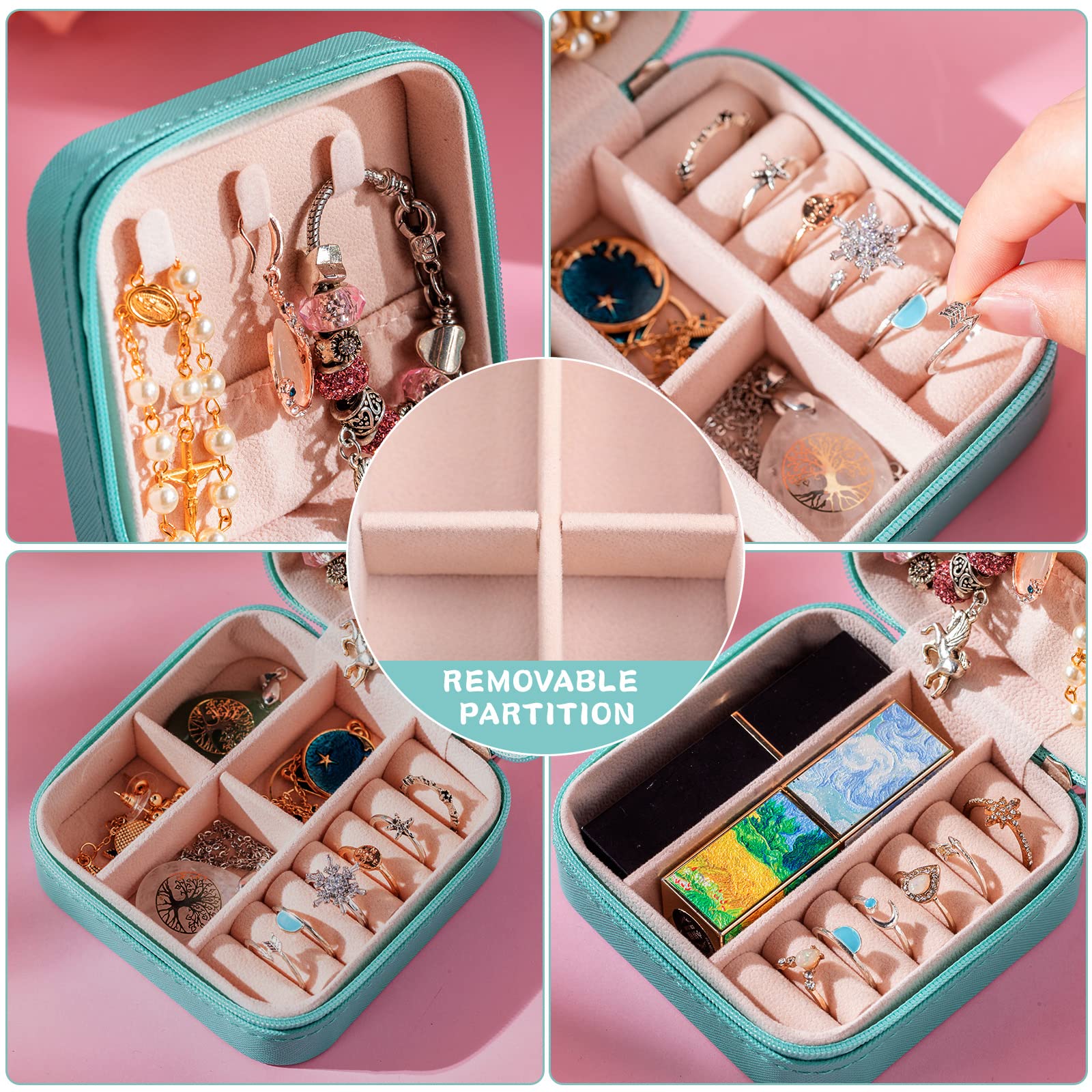 12 joyeros pequeños, mini estuche de viaje, regalo para dama de honor, joyería de piel sintética, organizador de viaje, caja de joyería pequeña, caja de almacenamiento para mujeres y niñas, regalo de