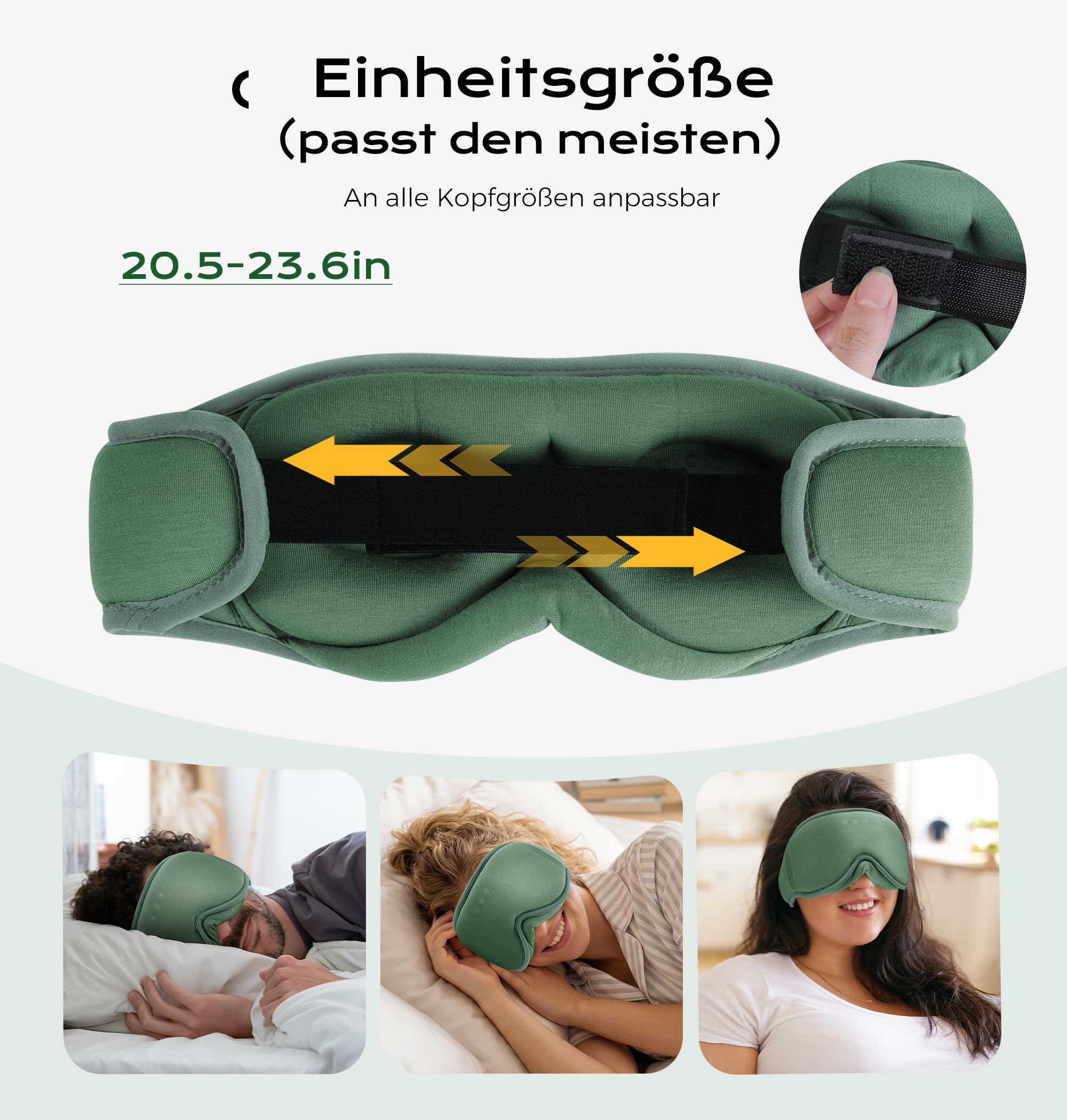 musicozy Masque de sommeil 3D en bambou Vert (xy) pour DE