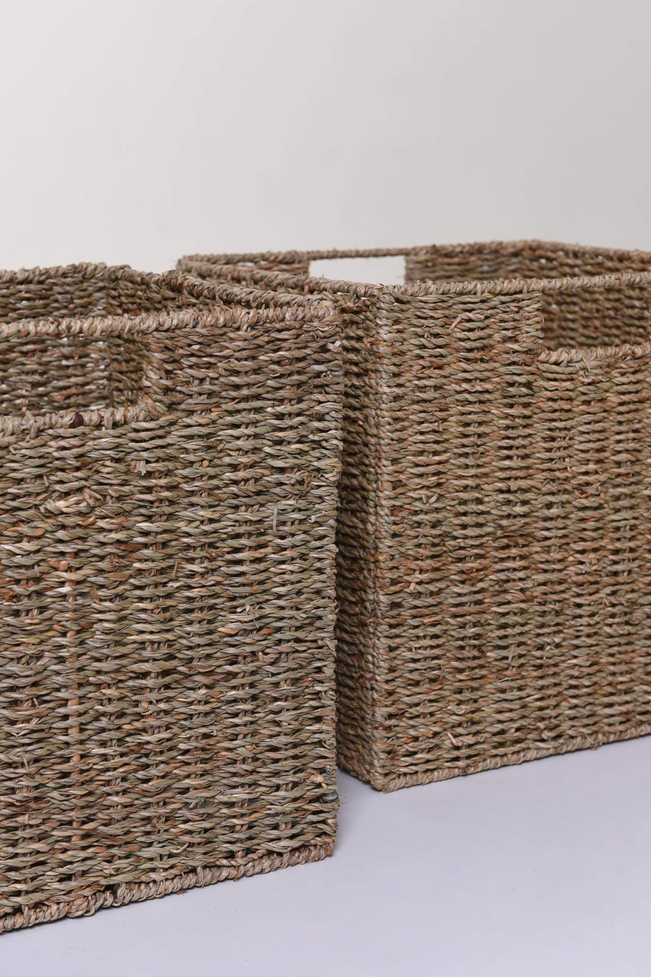 VIVANNO 2 Panier d'étagère Panier d'armoire jonc de mer pour Ikea Kallax/Expedit nature