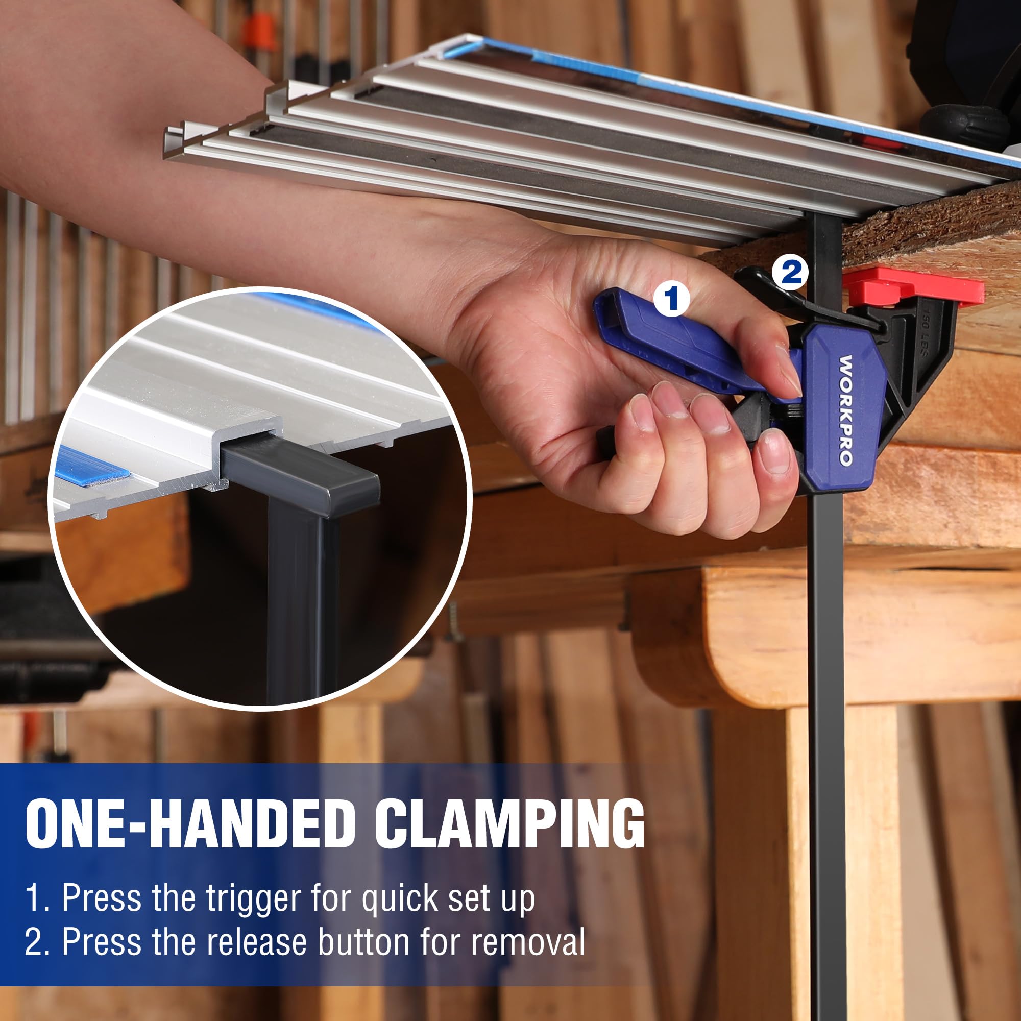 WORKPRO Track Saw Clamps - 150lb Load -4 WORKPRO Track Saw Clamps - 150lb Load -4