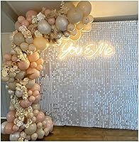 Vista 136 de 36 Panels Giltter Wall Backdrop Pink Shimmer Wall Backdrop for Party Wedding Birthday Engagement Bachelorette Parties Anniversary Decoration