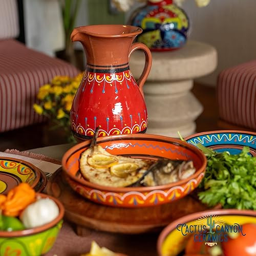 Miniatura 3 de Cactus Canyon Ceramics Jarra de terracota española de 2 cuartos de galón, color rojo