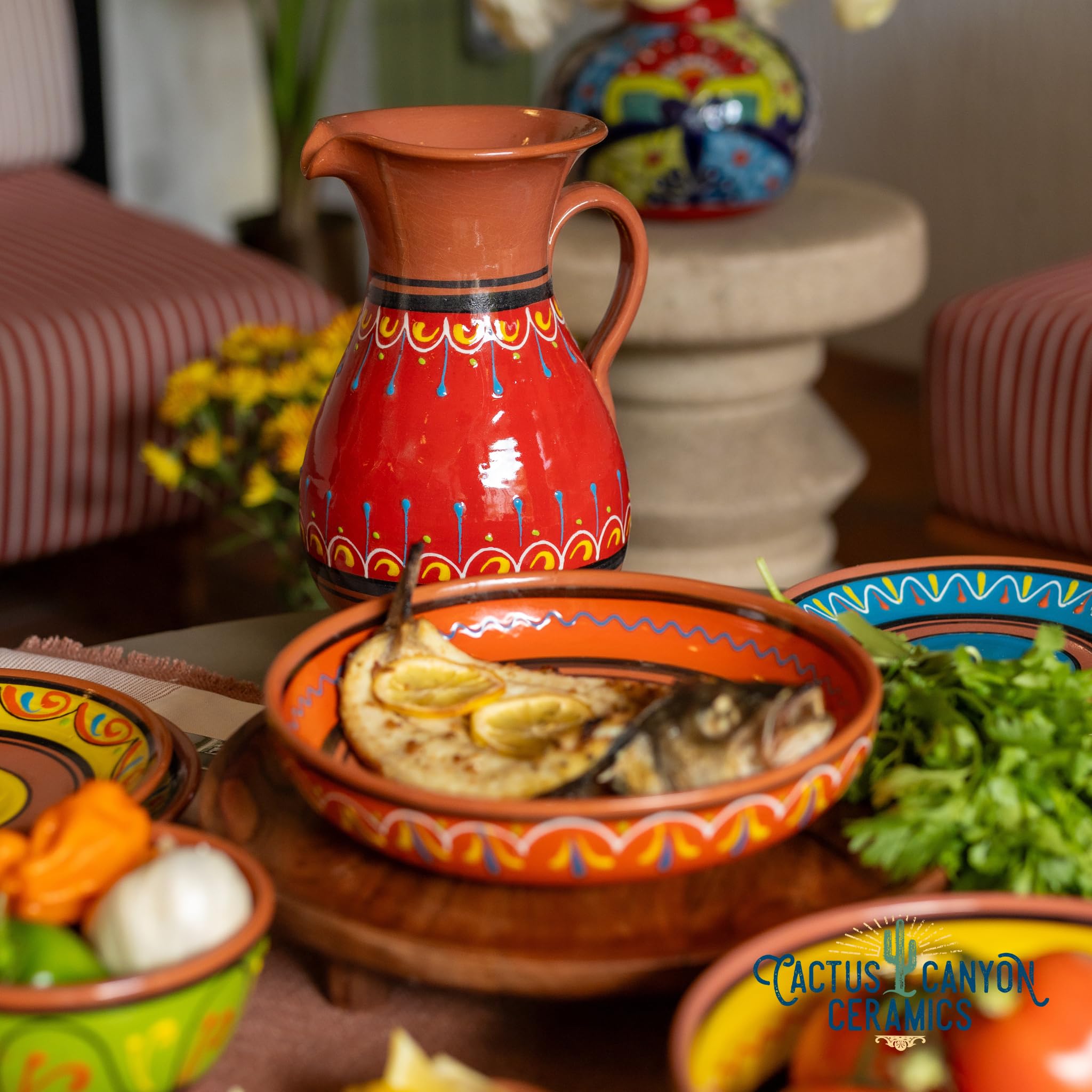 Terracota azul, 2 Quart jarra – pintada a mano de España