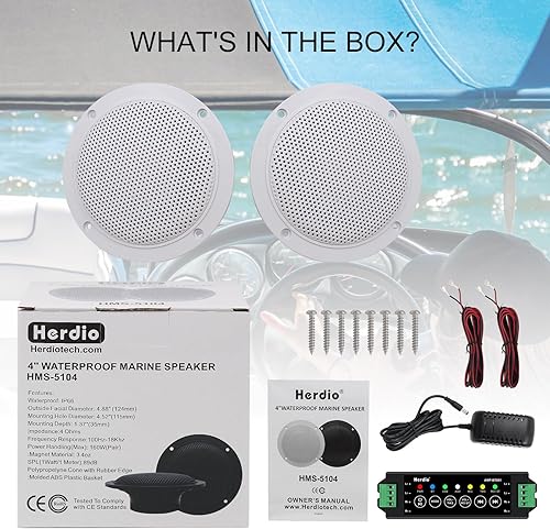 Miniatura 7 de Herdio Altavoces de techo Bluetooth marinos impermeables de 4 pulgadas para baño, cocina, hogar, al aire libre, cámper, carrito de golf, barco con