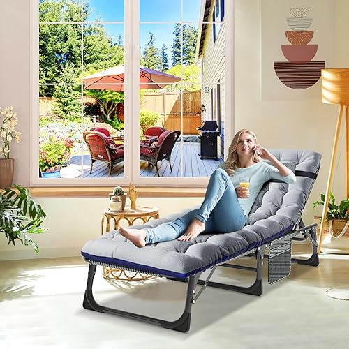 ABORON Silla de sala de estar, silla portátil resistente para dormitorio, sillas interiores ajustables para relajar la siesta
