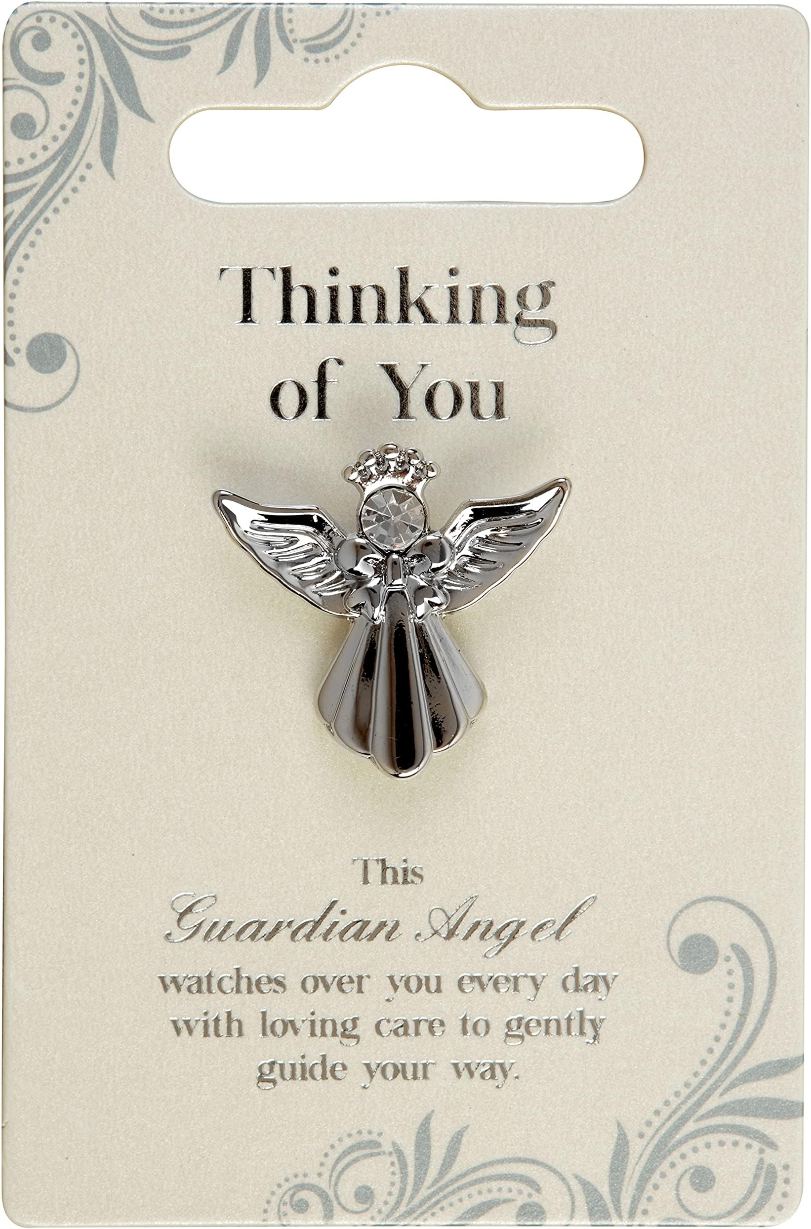 Thinking Of You Silver Coloured Angel Pin With Gem Stone Sentimental Gift Idea