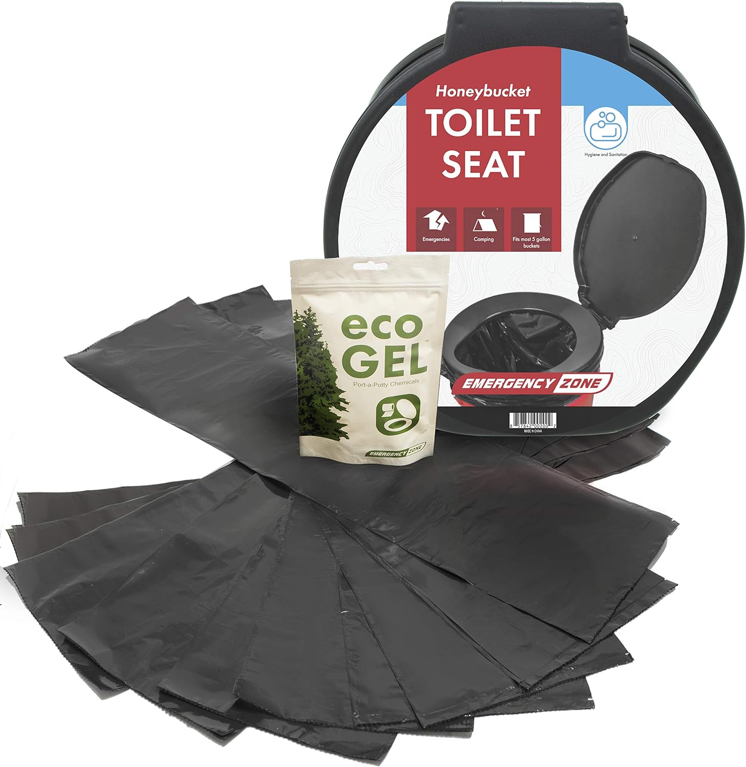 Emergency Zone Eco Gel Sanitation Set Honey Bucket Toilet Seat