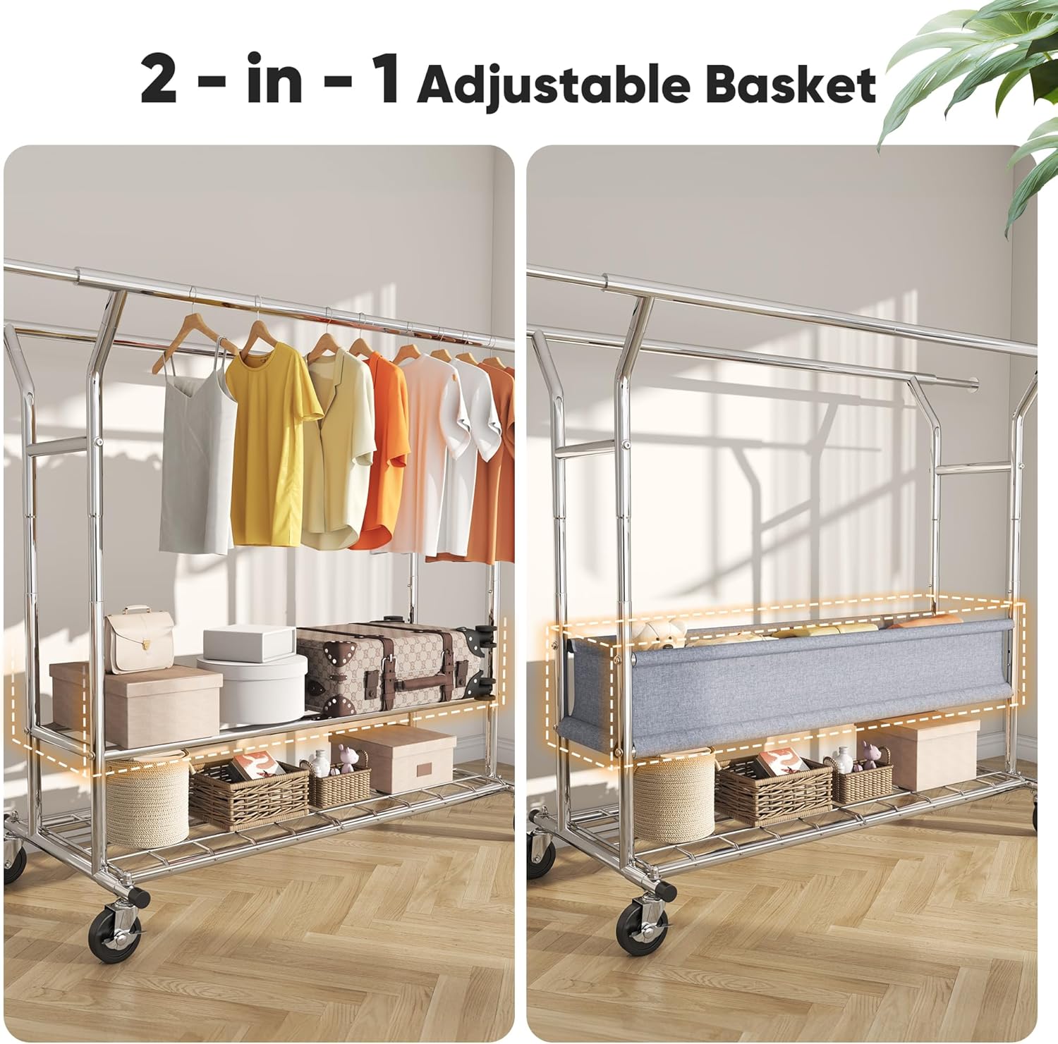 HOKEEPER Heavy Duty Clothes Rack Load 635 LBS, Clothing Rack for Hanging Clothes