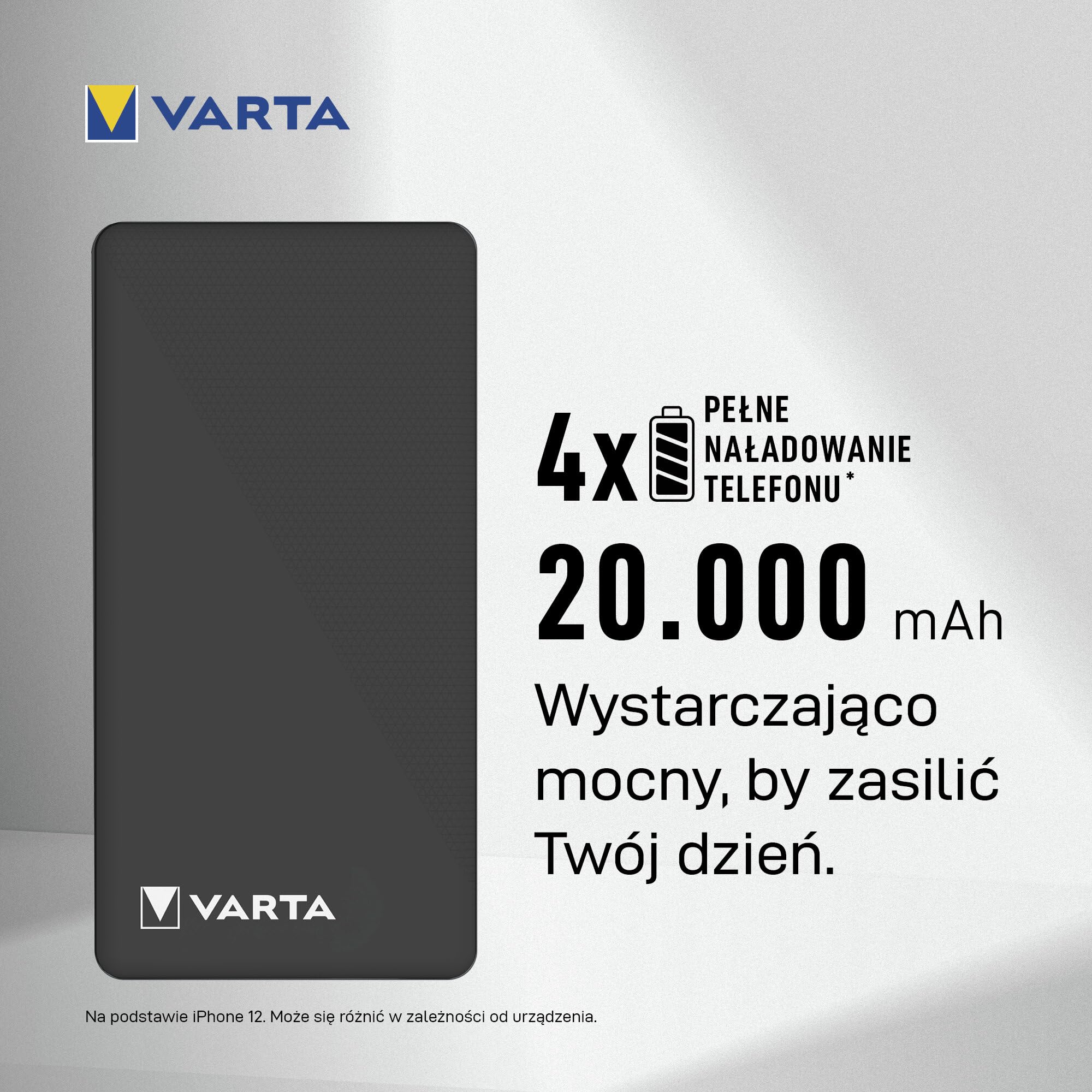 VARTA Power Bank 20000mAh, Powerbank Power on Demand z 3 portami (1x USB A, 2x USB C), kompatybilna z tabletami i smartfonami, w ekologicznym opakowaniu