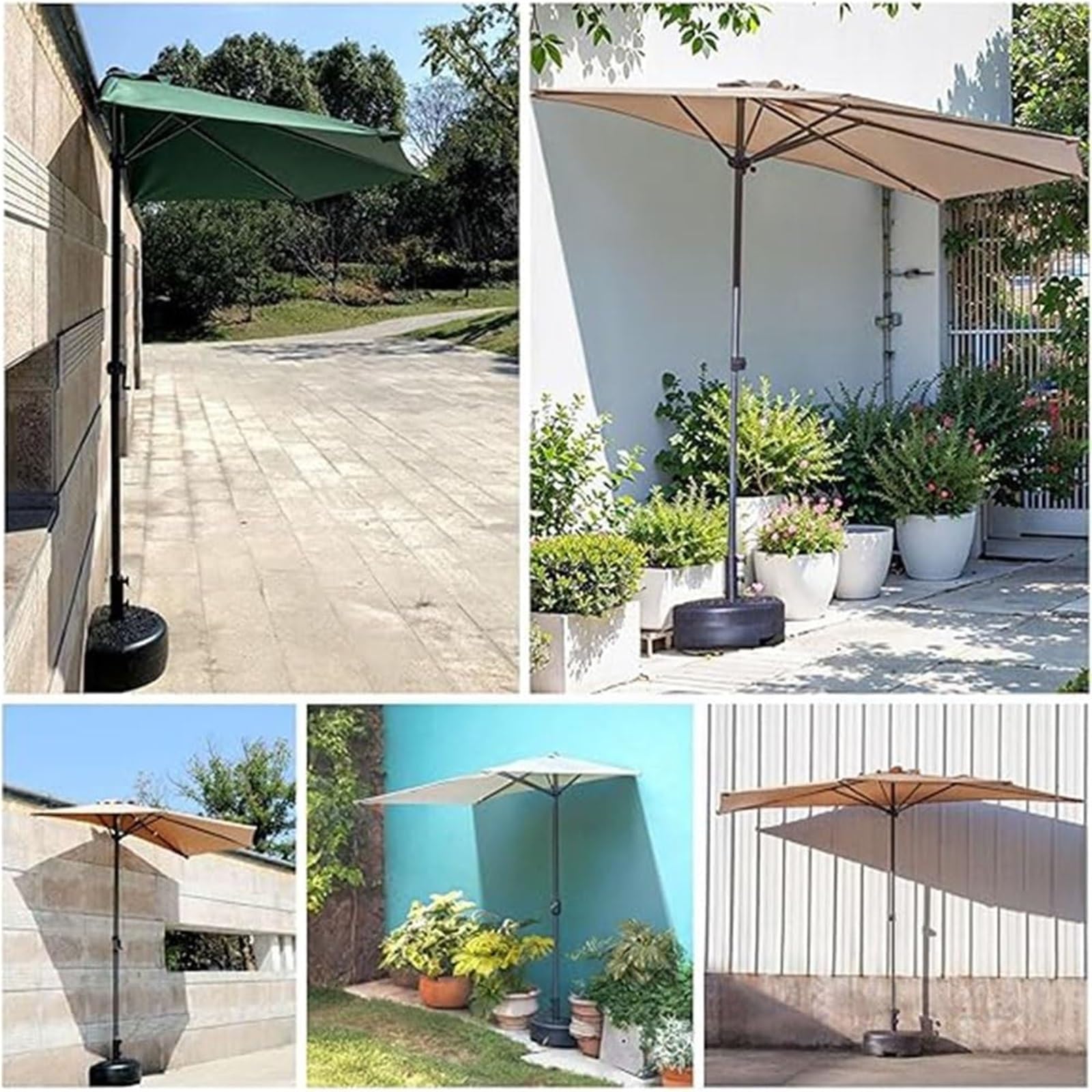 Demi-Parasol Toile de Rechange 270/300cm 5 Baleines, Tissu Imperméable pour Parasol de Jardin Terrasse Balcon, Housse de Remplacement Extérieur(O2,10ft/300cm)
