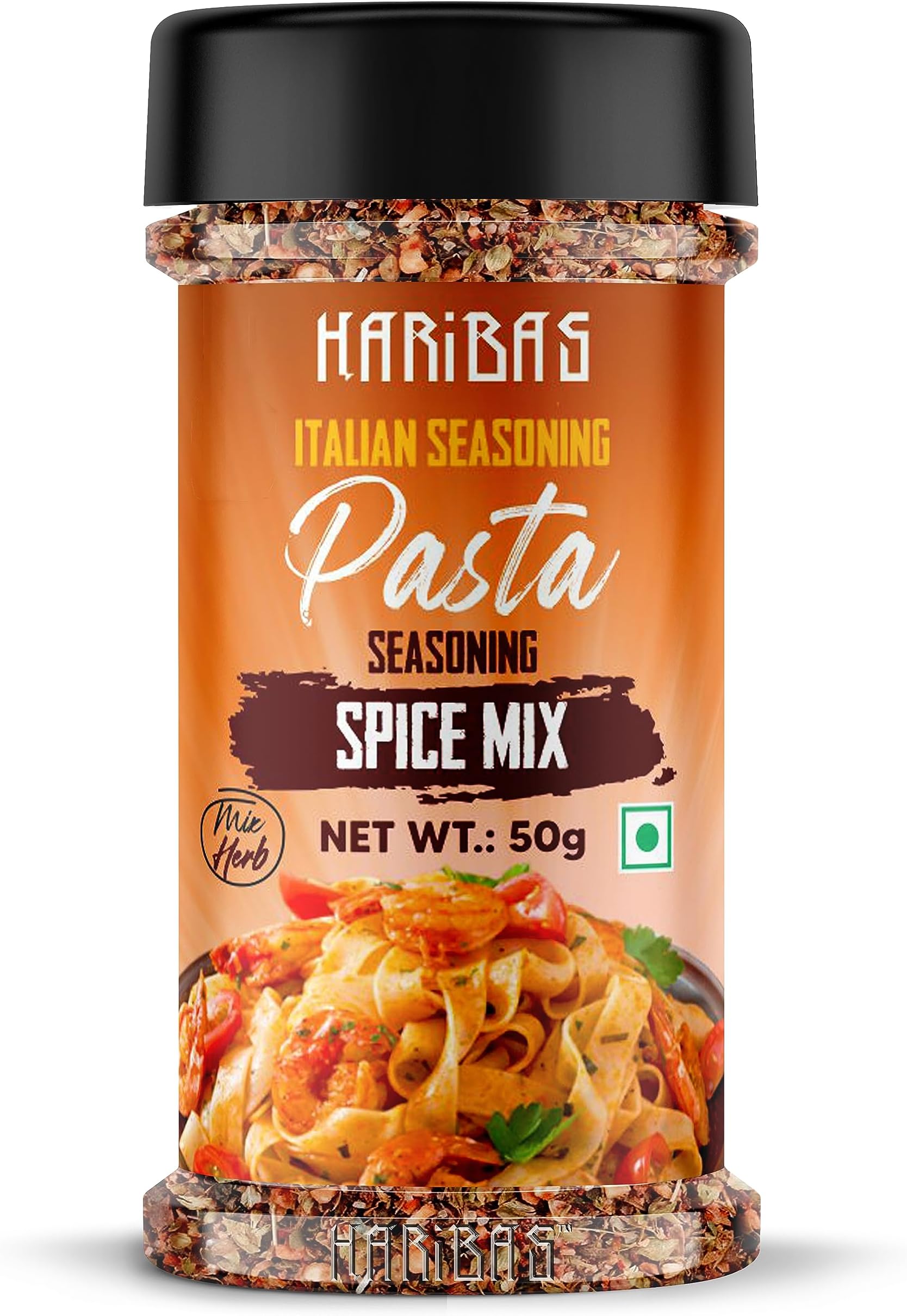HARIBAS Pasta Seasoning Masala Powder 50Gm | Sprinkle It On Anything | 100% Organic | Exotic Spices | Perfect For Pasta, Fries Seasoning | Dairy-Free | Vegan, Trans Fat Free