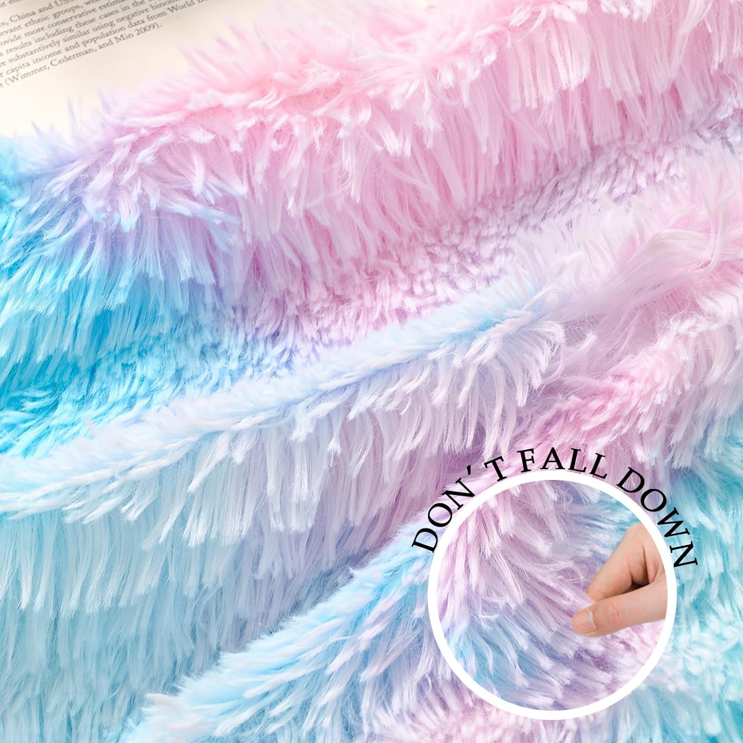 Exclusivo Mezcla Fuzzy Faux Fur Throw Blanket, Reversible Shaggy Sherpa Fleece Tie Dyed Blankets, Fluffy Plush Warm Throws for Couch, Bed, 50x60 Inches, Blue Pink - Image 7