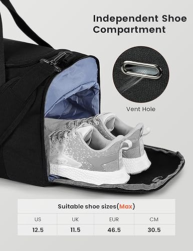 Miniatura 3 de SKYSPER Bolsa de gimnasio para hombres y mujeres Bolsa deportiva de 40 L con compartimento para zapatos, bolsillo húmedo para fitness, deporte,