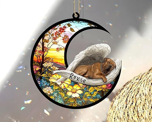 Miniatura 153 de Chow Chow Dog Memorial Suncatcher, adorno de Navidad Chow Chow con nombre, atrapador de pérdida de mascotas, regalos para los amantes de los perros