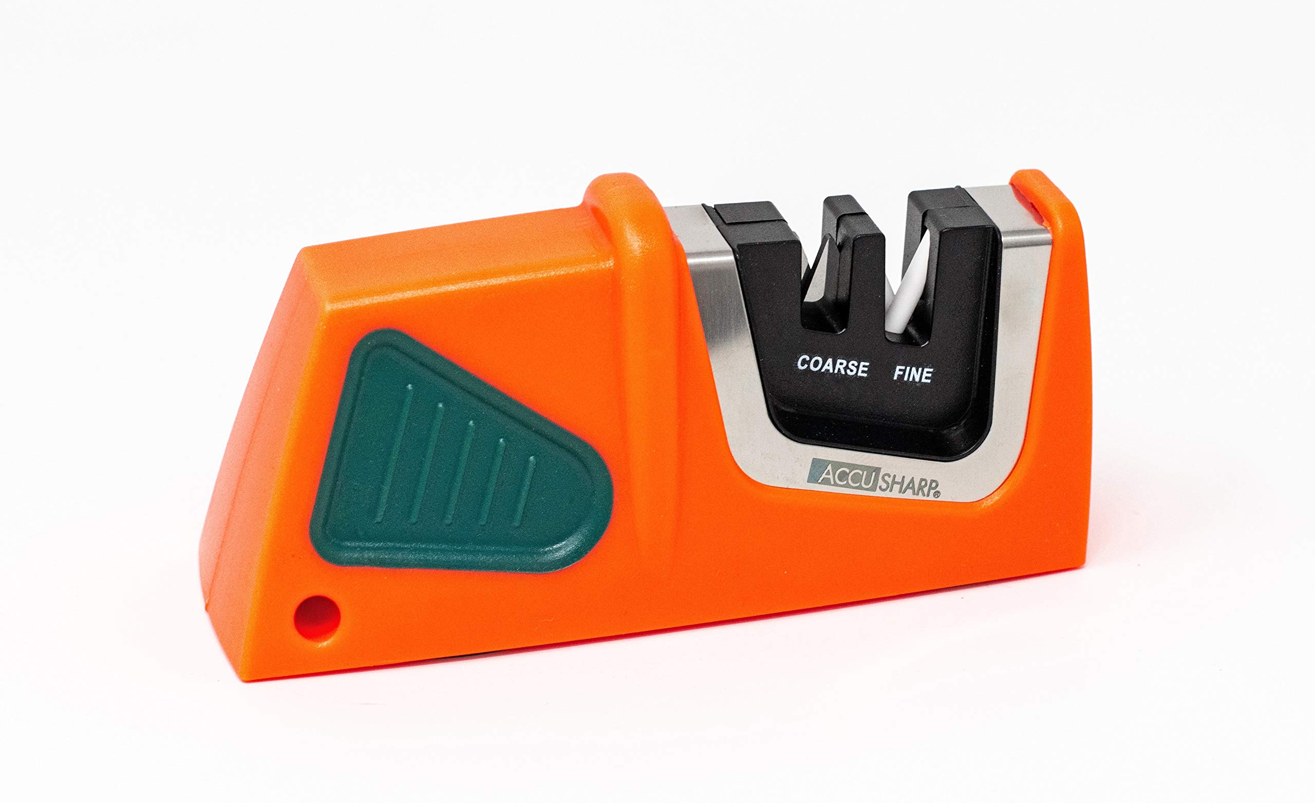 AccuSharp Compact Pull-Through 2-Stage Knife Sharpener - Diamond-Honed Tungsten Carbide Rust-Free Quickly Sharpens, Restores, Repairs & Hones Chef Knives, Orange/Green