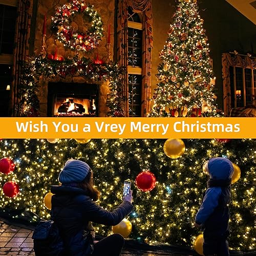 Miniatura 5 de Anycosy Cadena de luces de Navidad para exteriores, 200 luces LED impermeables de 66 pies, 8 modos de parpadeo con temporizador para bodas,